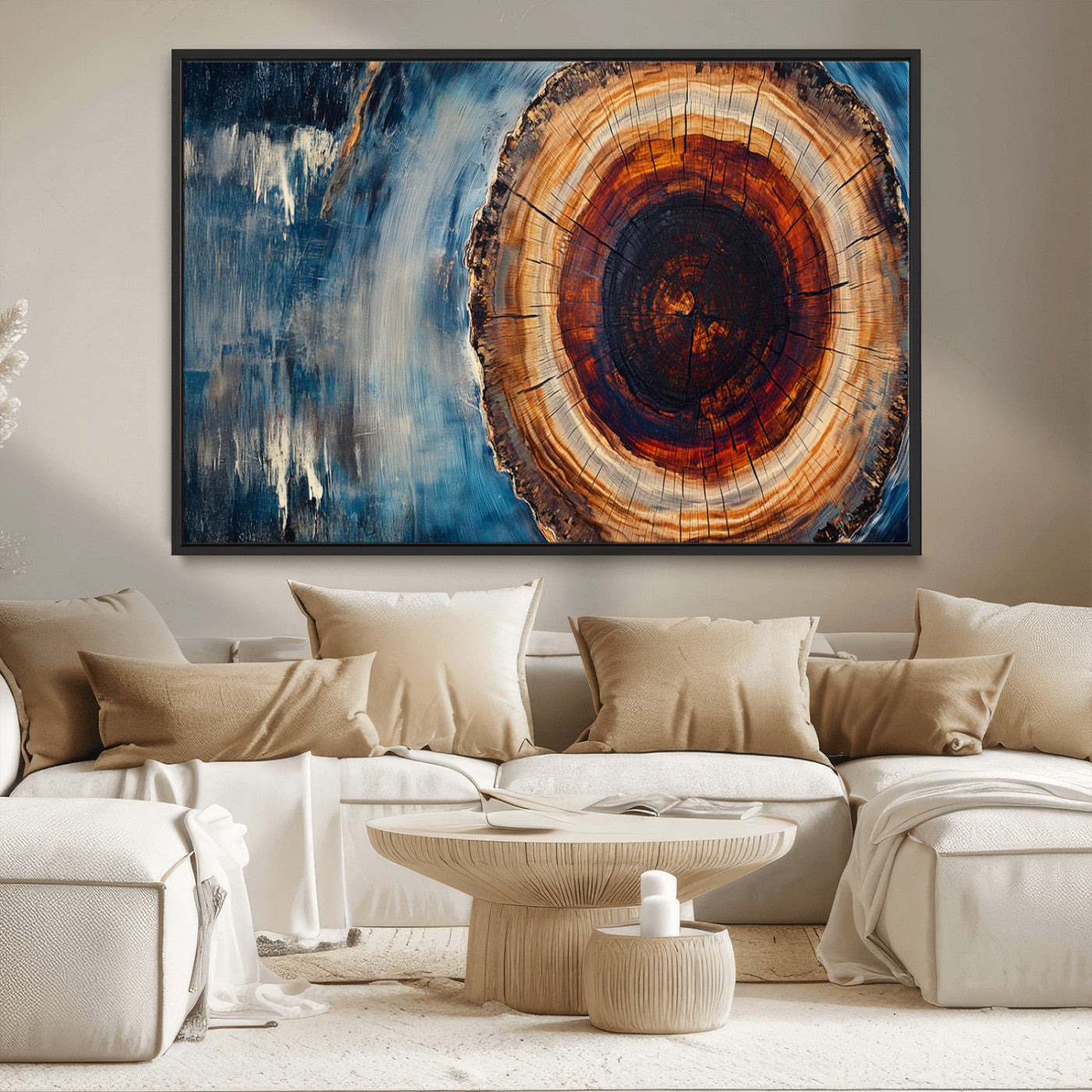 MGV-FC-36X24 - Abstract Tree Rings Wall Art Canvas Print - Wood Grain Rings Canvas Print - Nature Woodland Wall