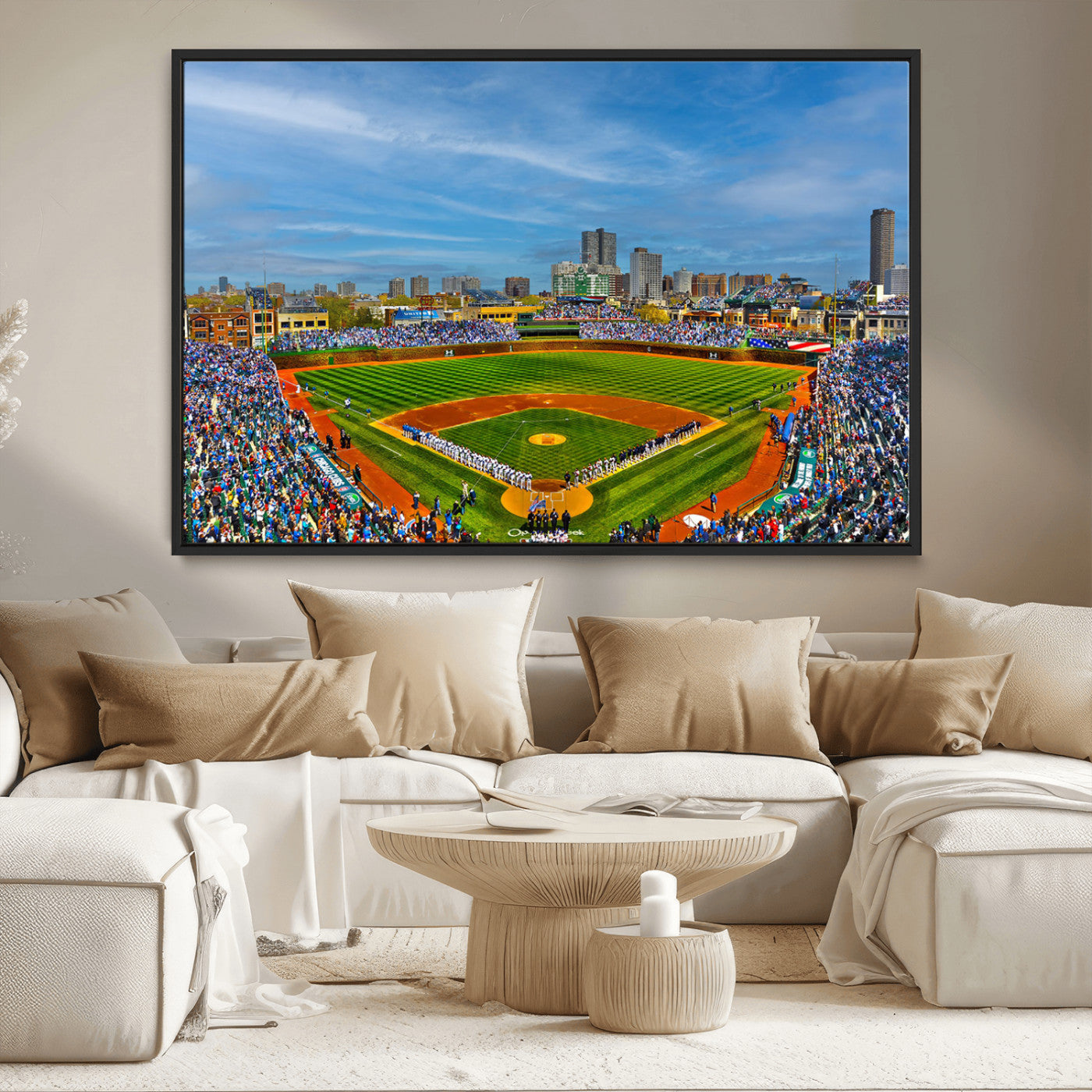 MGV-FC-36X24 - Wrigley Field Chicago Cubs Panoramic Multi Piece Canvas Wall Art - Iconic Baseball Stadium Canvas