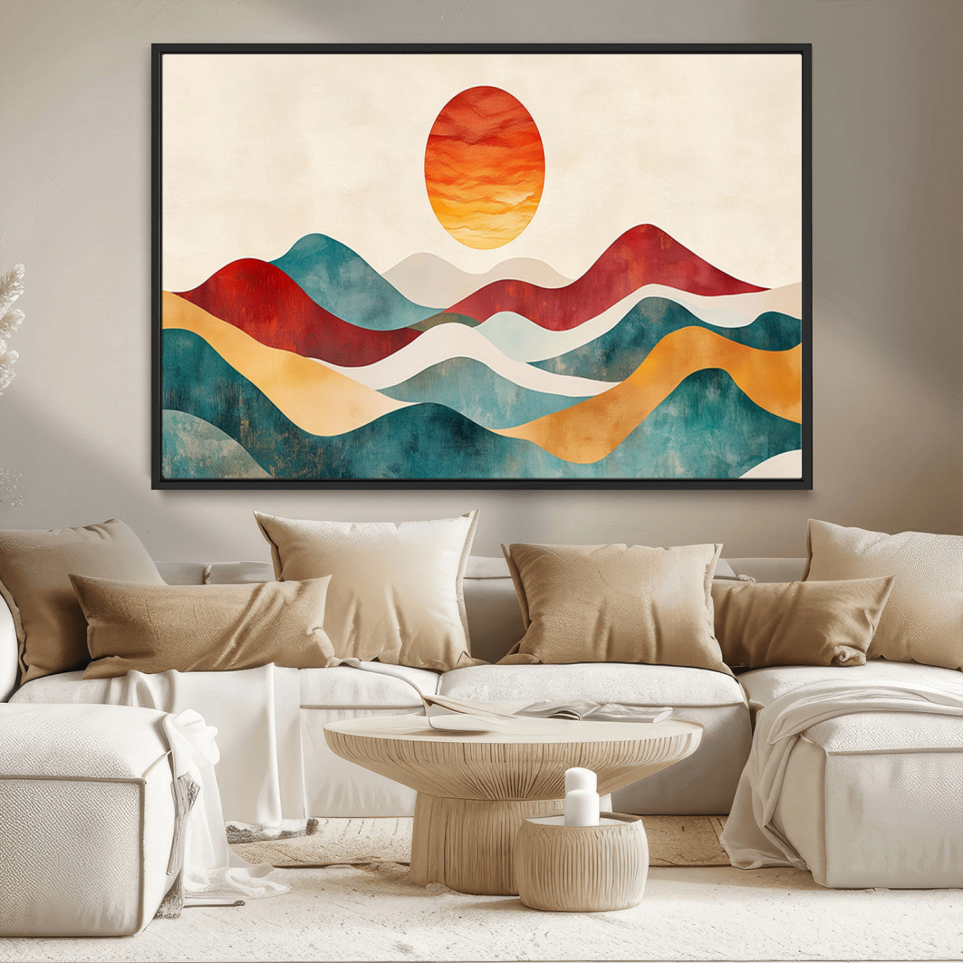 MGV-FC-36X24 - Southwest Mountain Canvas - Boho Triptych Wall Art - Rustic Woodland Nursery Decor - Abstract Nature