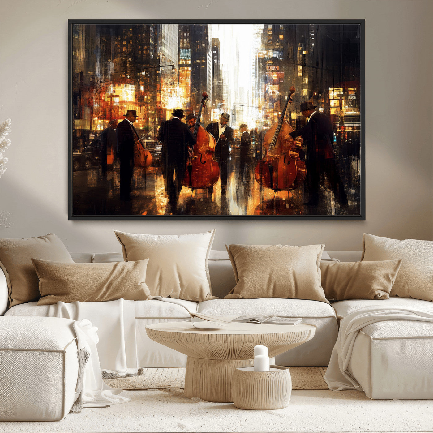 MGV-FC-36X24 - Abstract Jazz Art Wall Art Canvas Print - Framed Abstract Music Canvas - Colorful Instrument Poster