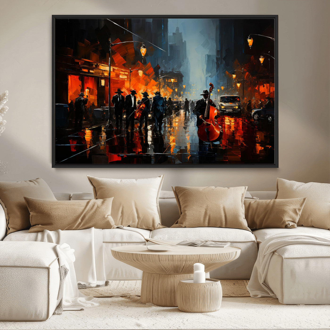 MGV-FC-36X24 - Winston Porter Jazz Wall Art - African American Music Canvas - Abstract Colorful Music Art - Framed