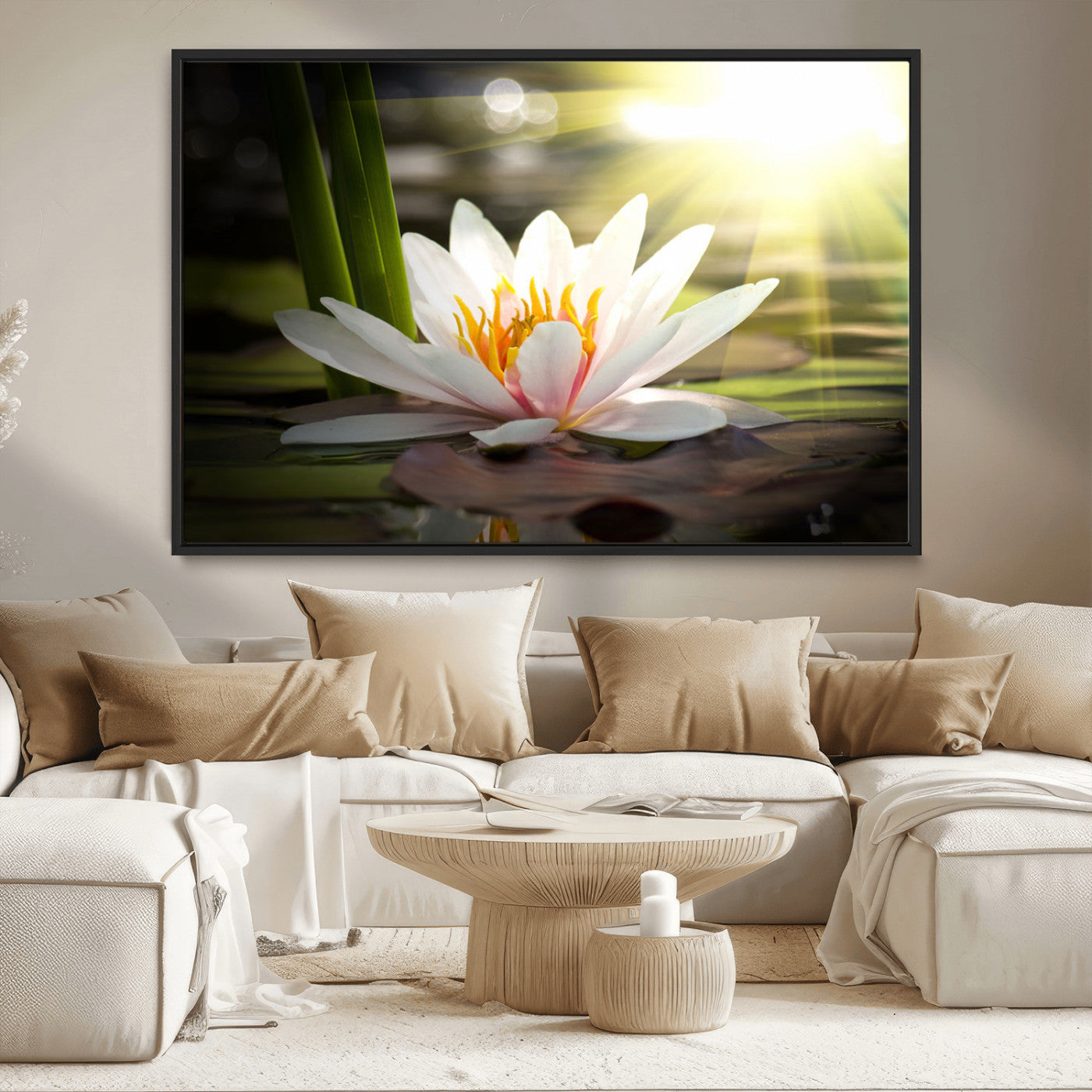 MGV-FC-36X24 - Lotus Flower Wall Art Canvas Print, Water Lily Large Wall Art Canvas Print