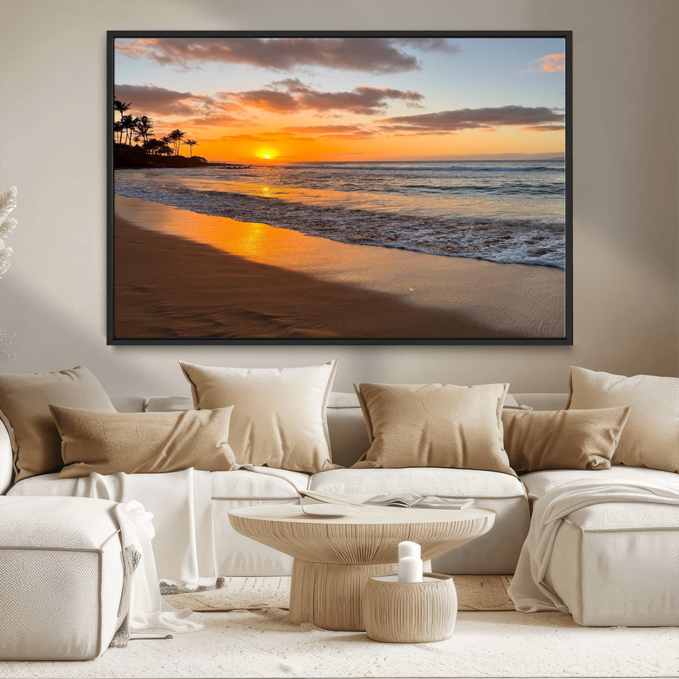 MGV-FC-36X24 - Sunset Wall Art Print - Stunning Beach Sunset Canvas Artwork for Elegant Home or Office Coastal