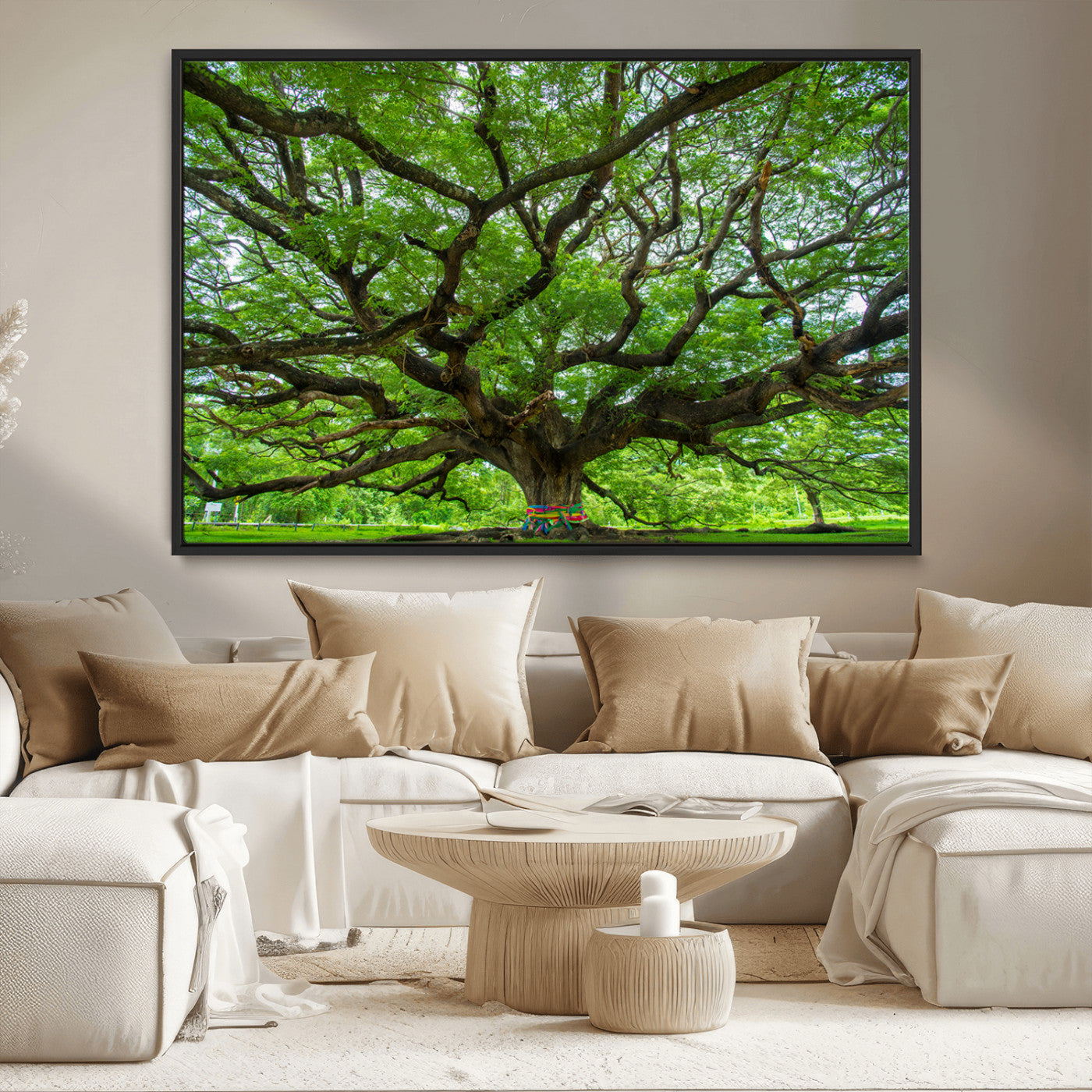 MGV-FC-36X24 - Oak Tree Wall Art Print, Forest Canvas Wall Art for Home and Office, Framed Angel Oak Tree Canvas