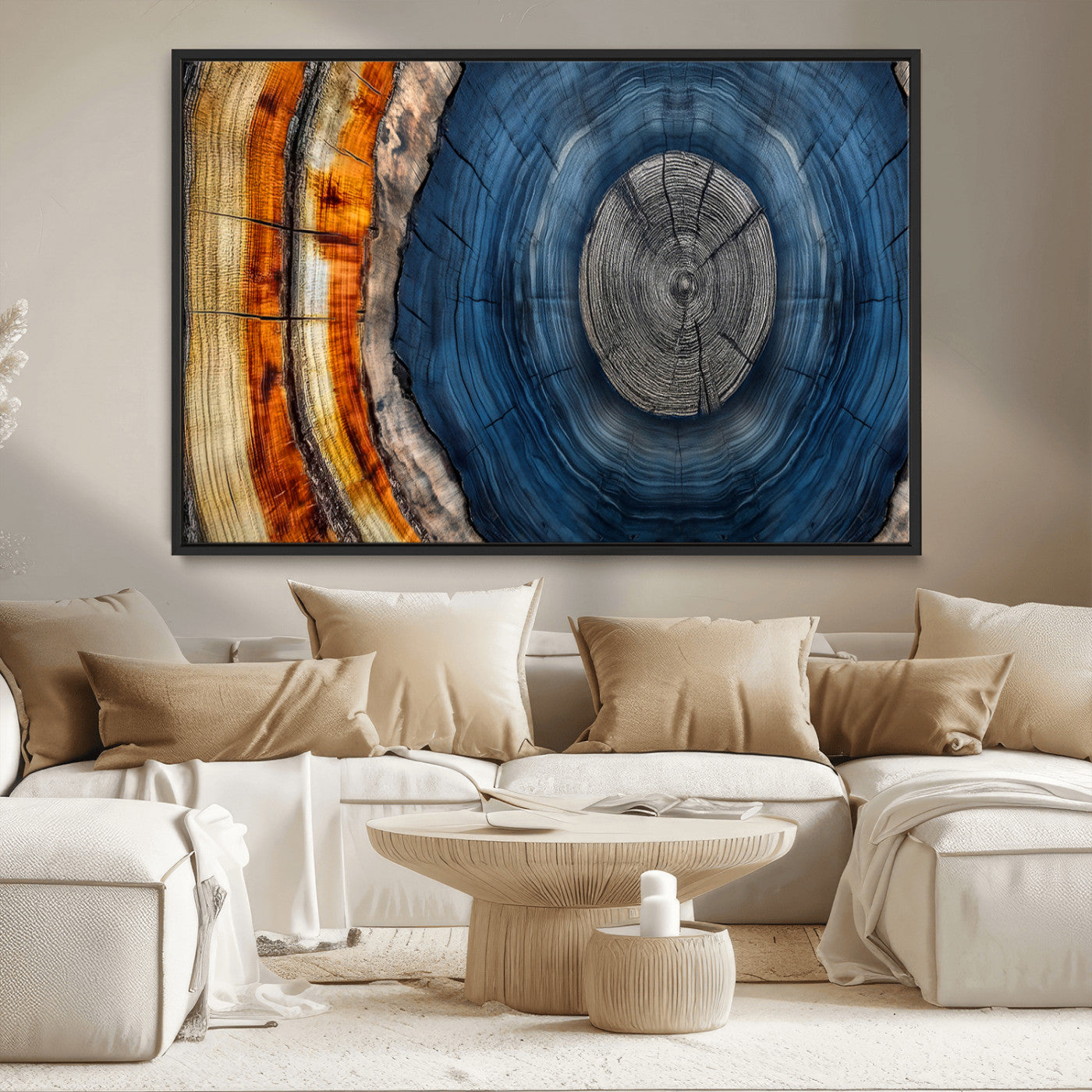 MGV-FC-36X24 - Abstract Tree Rings Wall Art Canvas Print - Wood Grain Rings Artwork Print - Nature Woodland Modern