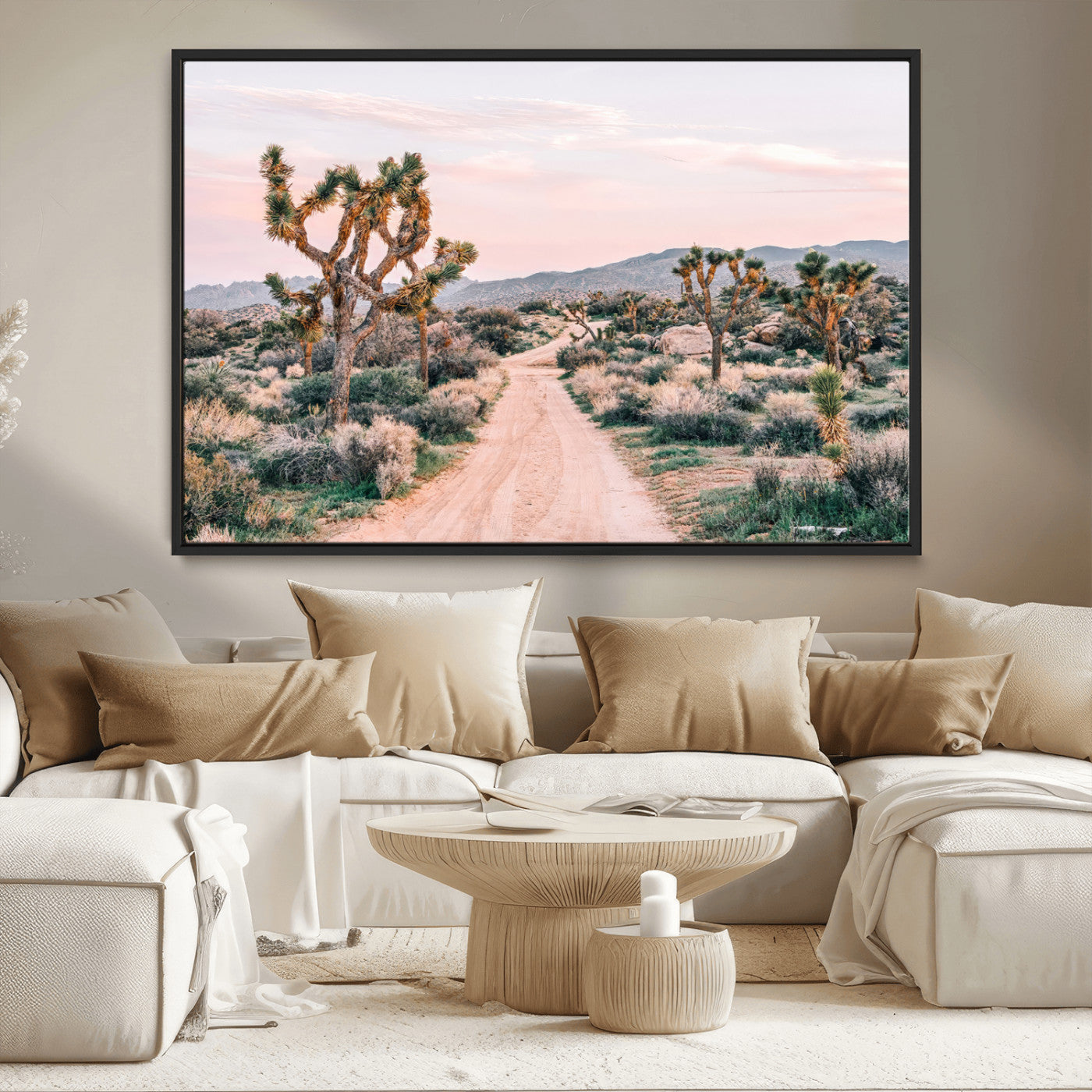 MGV-FC-36X24 - Joshua Tree Park Wall Art Canvas Print, Framed Desert Road Art Picture Print, Sunset Drive Perfect Southwestern Boho Decor Artwork