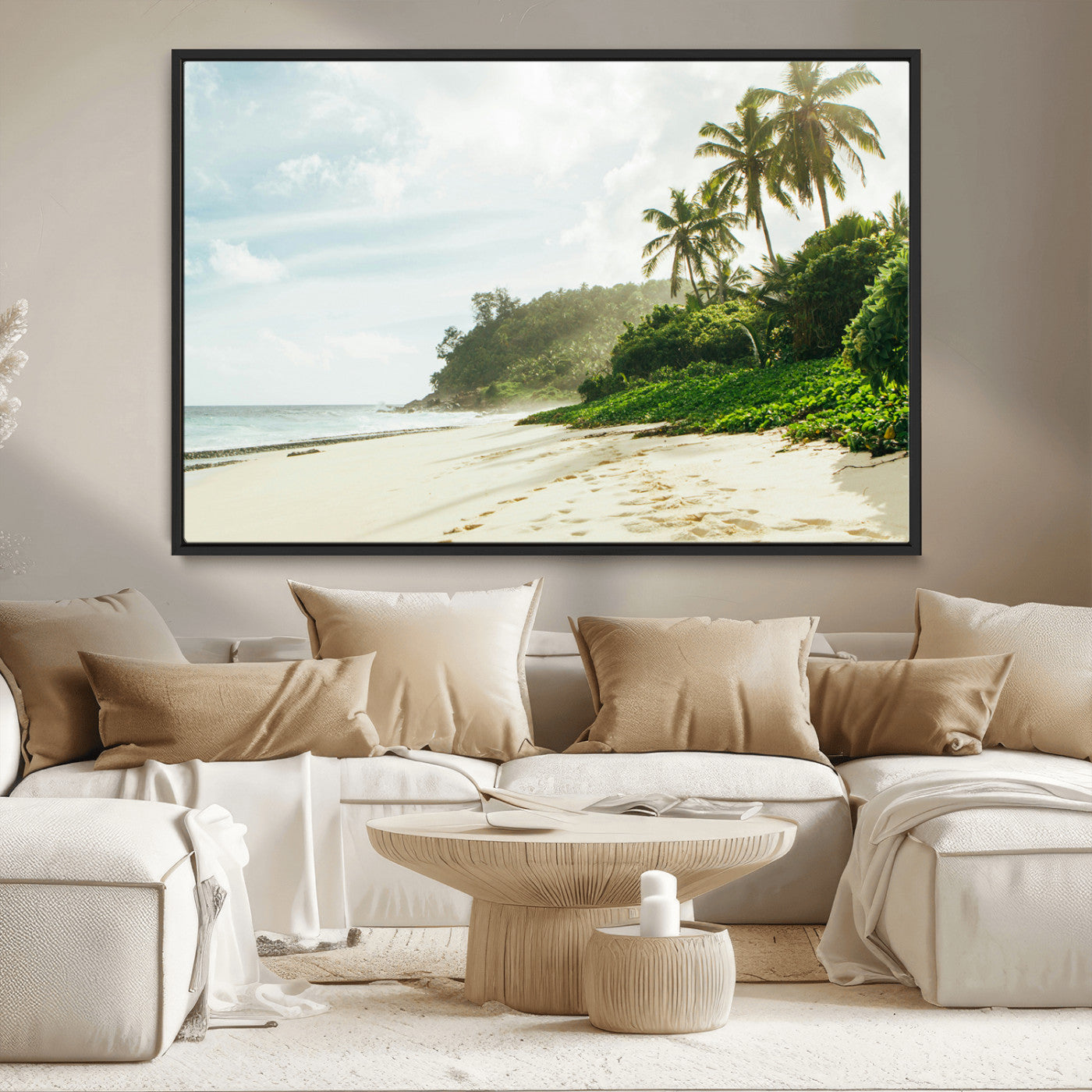 MGV-FC-36X24 - Relaxing Beach Wall Art Canvas Print, Framed Ocean View Art Picture Print, Coastal Serenity Perfect Tropical Coastal Decor Artwork