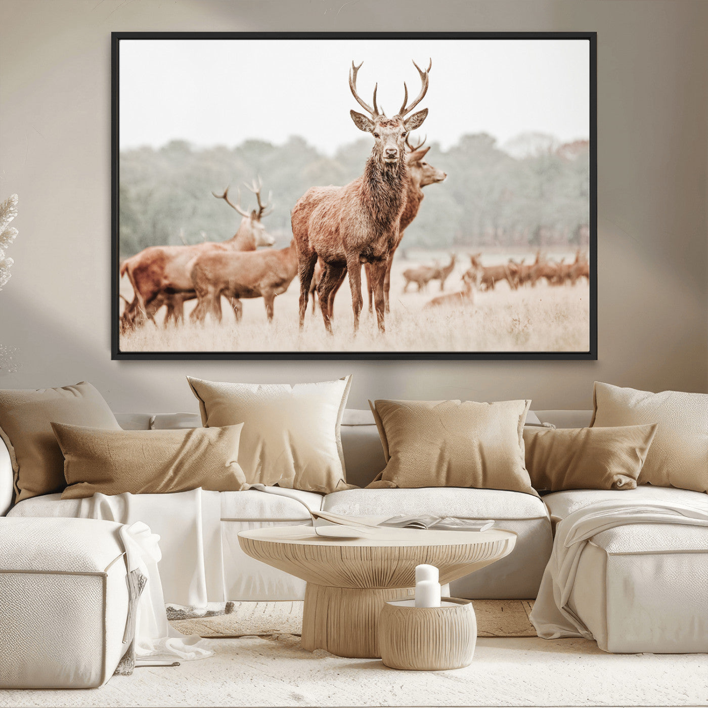 MGV-FC-36X24 - Rustic Nature Art Wall Art Canvas Print, Framed Stag Canvas Print Art Picture Print, Woodland Decor Perfect Rustic Lodge Decor Artwork