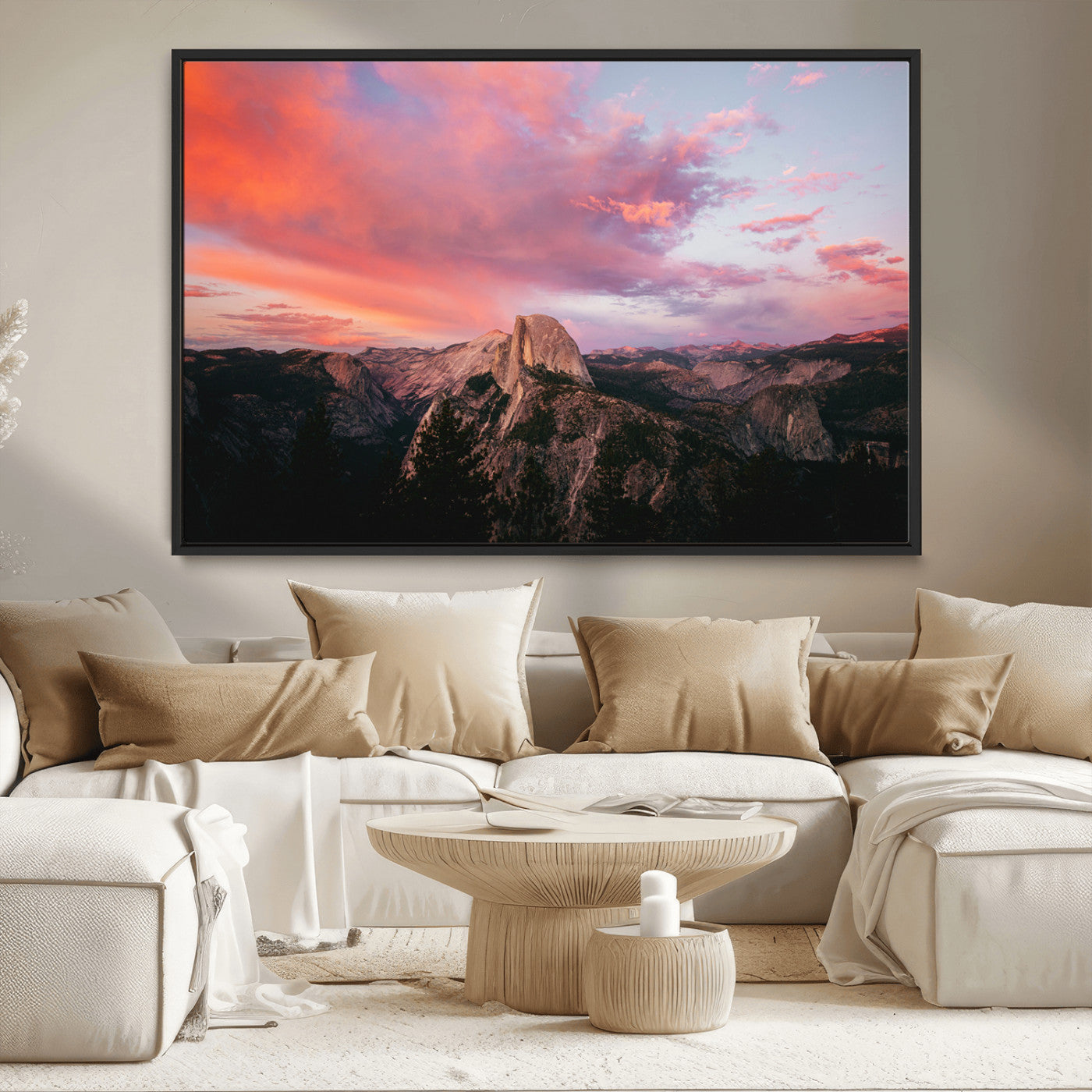 MGV-FC-36X24 - Half Dome Wall Art Canvas Print, Framed Yosemite National Park Art Picture Print, Dramatic Sunset Perfect Adventurous Wilderness Decor Artwork