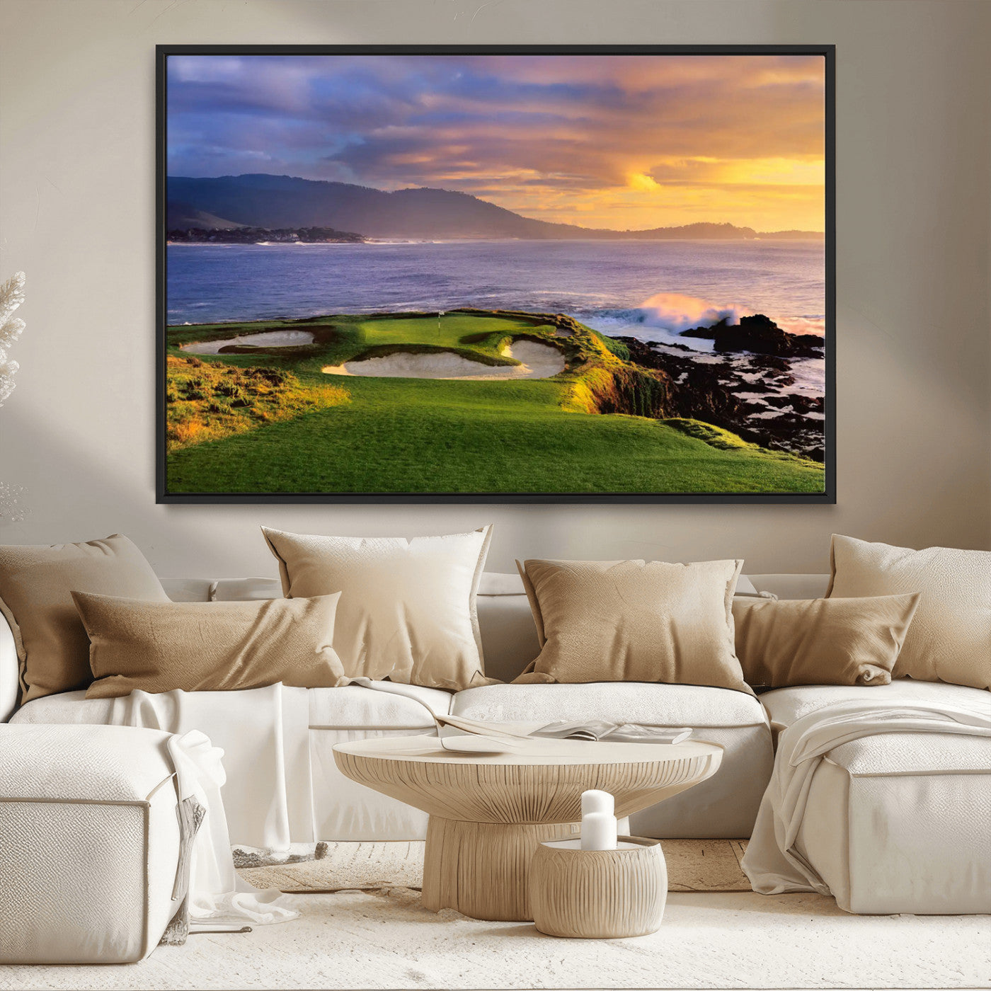 73699248-MGV-CV-36X24-Pebble Beach Golf Links Wall Art Canvas Print – Iconic Coastal Golf Course Artwork, Perfect for Office, Man Cave, or Golf Lover’s Decor