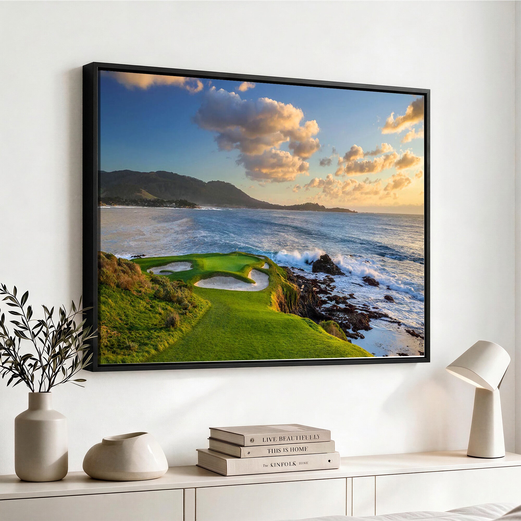 Pebble Beach Golf Links Wall Art | Coastal Golf Canvas Print