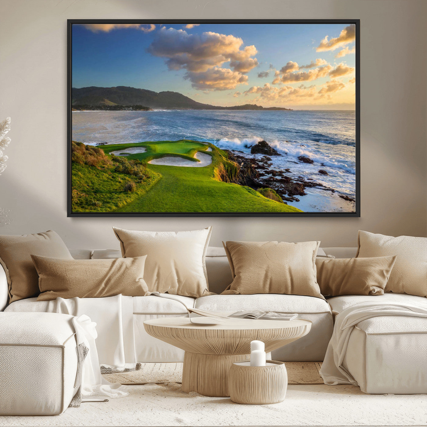 MGV-FC-36X24 - Pebble Beach Golf Links Wall Art Canvas Print – Iconic Coastal Golf Course Artwork, Perfect for
