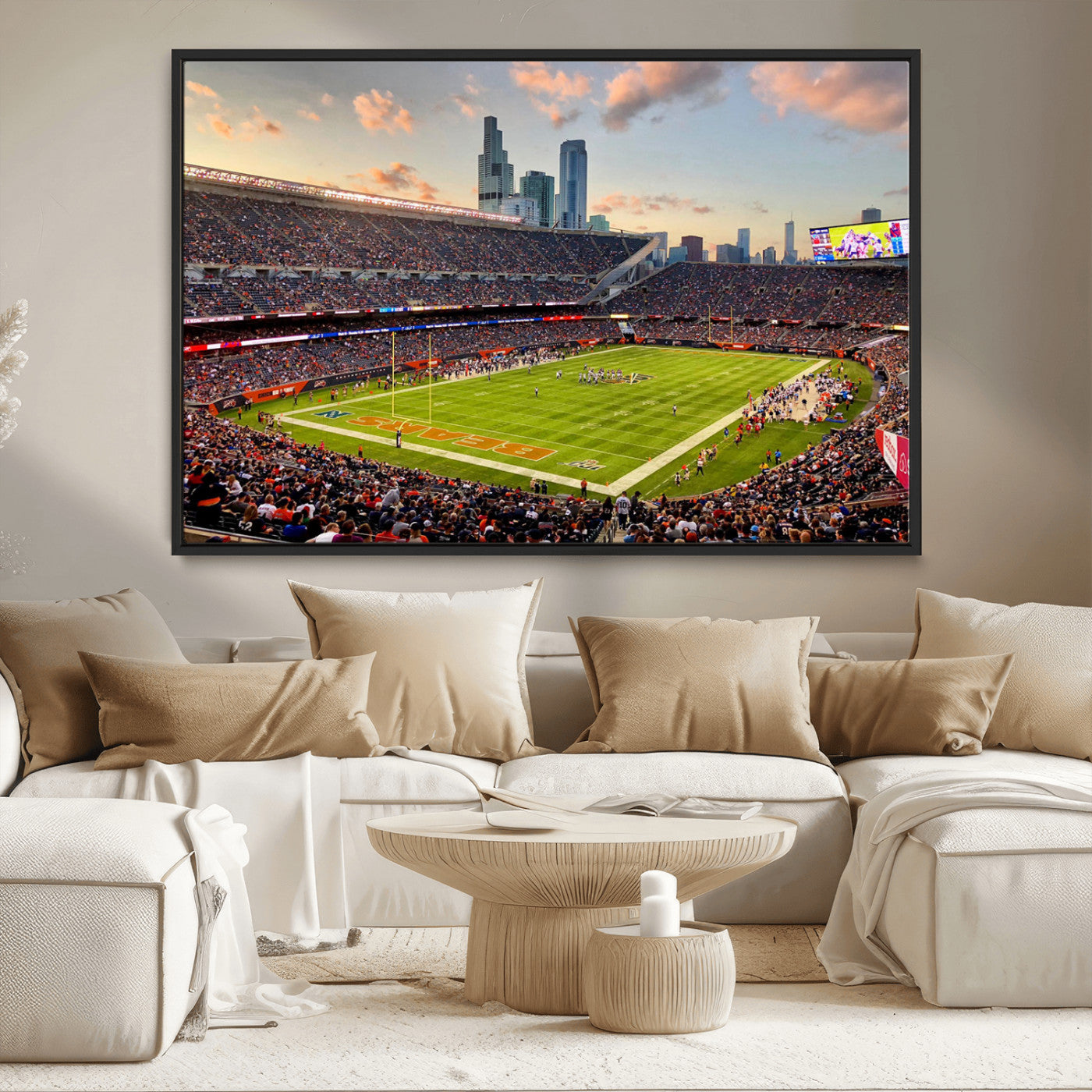MGV-FC-36X24 - Chicago Bears Soldiers Field Wall Art Canvas Print – Framed Football Stadium Artwork for Sports