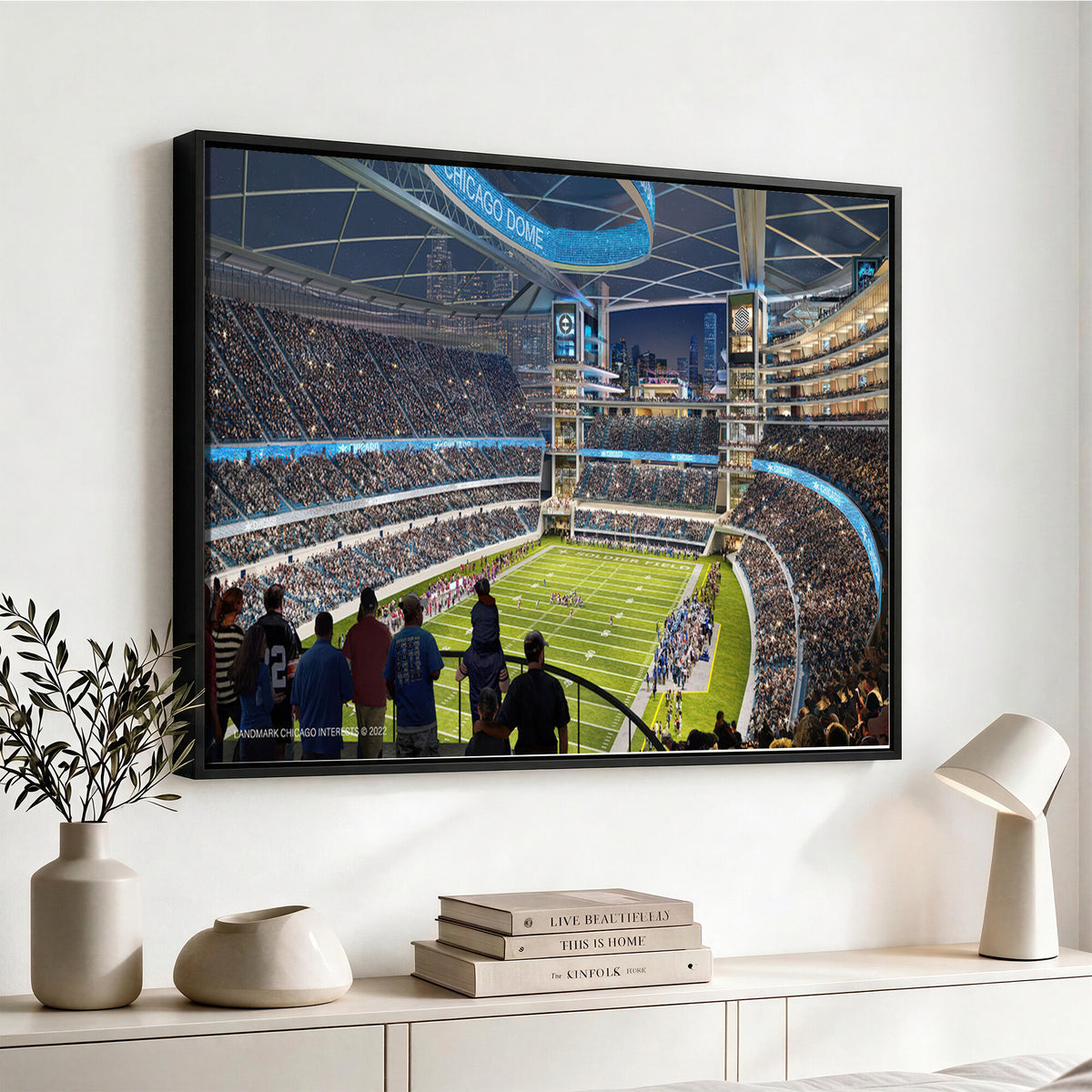 41816511-MGV-CV-36X24 - Chicago Dome Stadium Wall Art Canvas Print, Framed Modern Decor