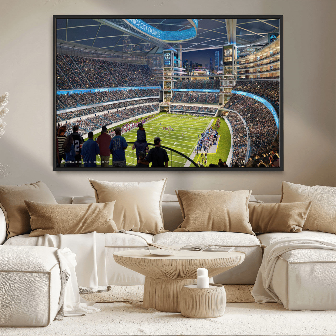 MGV-FC-36X24 - Chicago Bears Soldiers Field Wall Art Canvas Print – Framed Football Stadium Artwork for Sports