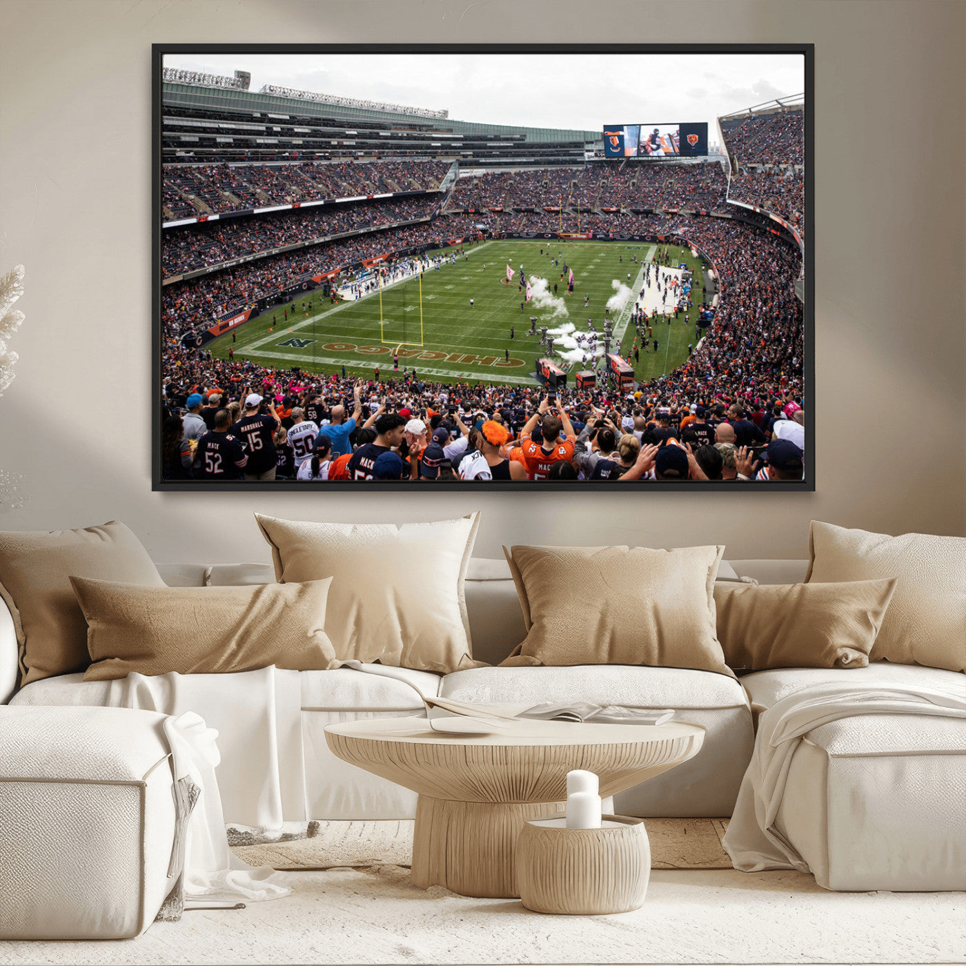 18347149-MGV-CV-36X24-Chicago Bears Soldiers Field Wall Art Canvas Print – Framed Football Stadium Artwork for Sports Fans, Soldier Field Skyline Canvas Decor for Game Room