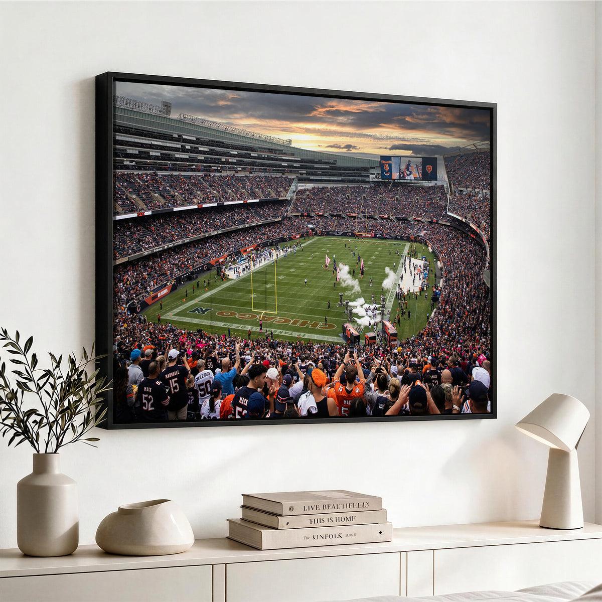 87578930-PAN-FL-20X10 - Chicago Bears Soldiers Field Wall Art Canvas Print, Home Bar Wall Decor