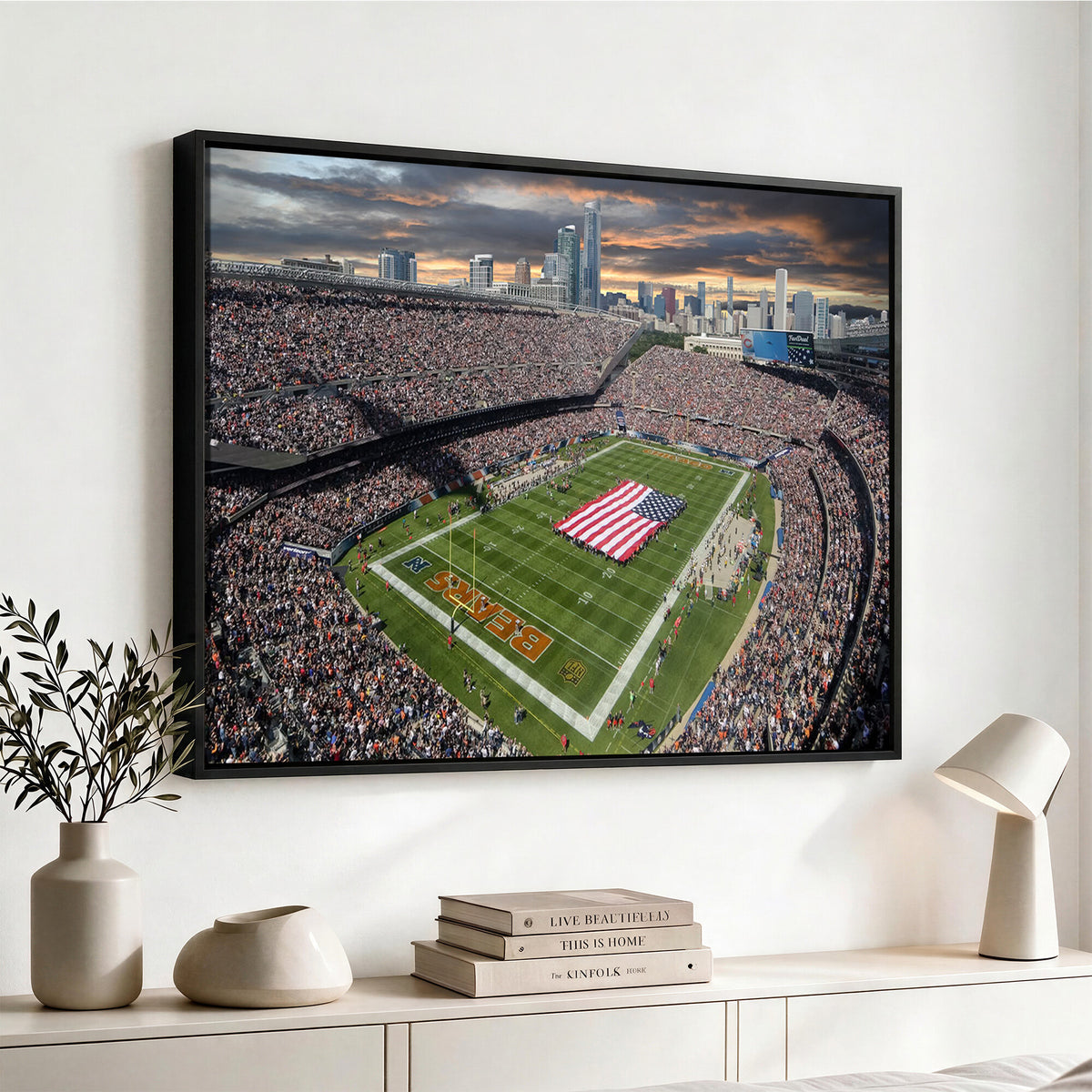 98106777-PAN-FL-20X10 - Chicago Bears Soldiers Field Wall Art Canvas Print, Extra Large Game Room Wall Decor