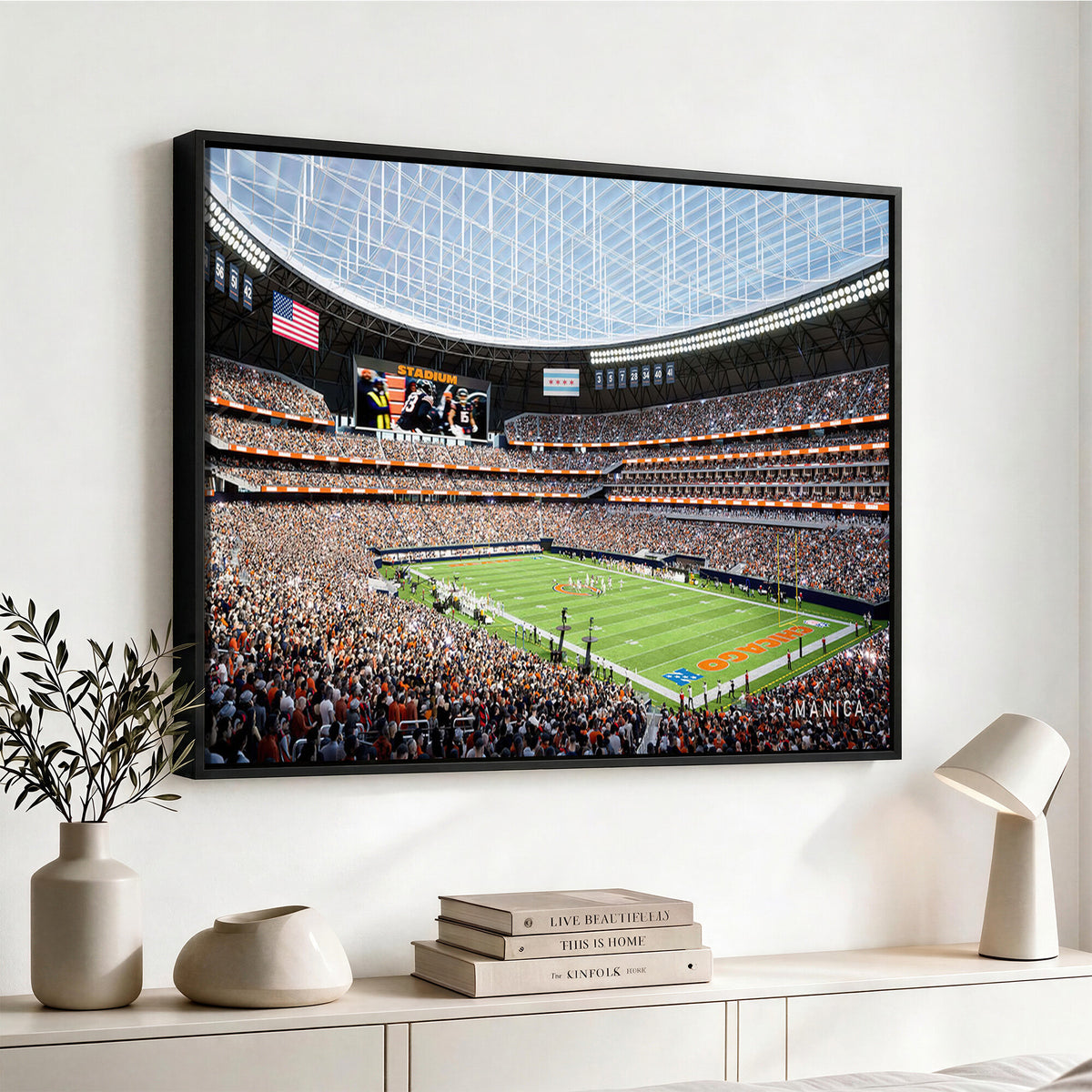 32530647-PAN-FL-20X10 - Chicago Bears Soldiers Field Wall Art Canvas Print, Framed and Ready to Hang