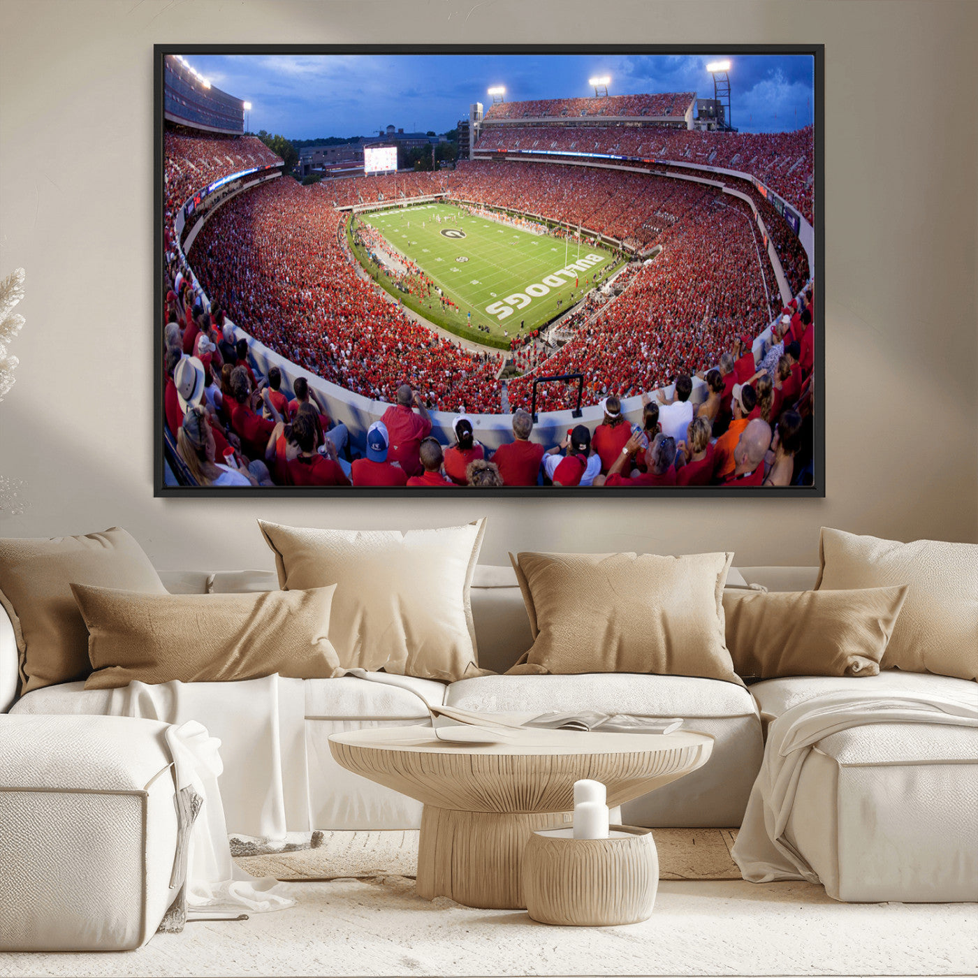 10244378-MGV-CV-36X24-Dooley Stadium Wall Art Print, Sports Arena Canvas Wall Art, Dooley Field at Sanford Stadium Canvas Print, Modern Athletic Field Art Printing