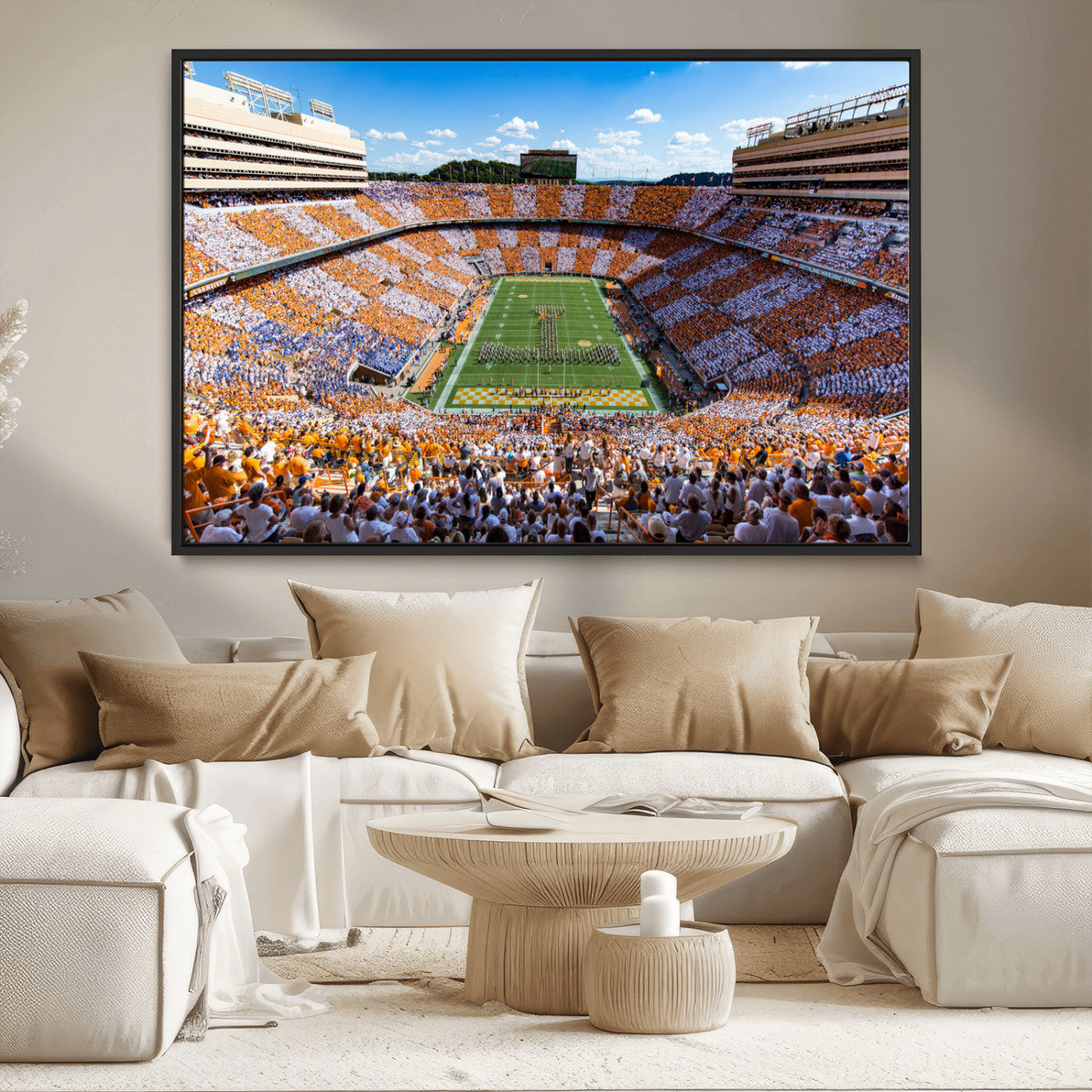 64238859-MGV-CV-36X24-Tennessee Neyland Stadium Wall Art Print, Sports Arena Canvas Wall Art, Panoramic Stadium Canvas Print, Modern Athletic Field Art Printing