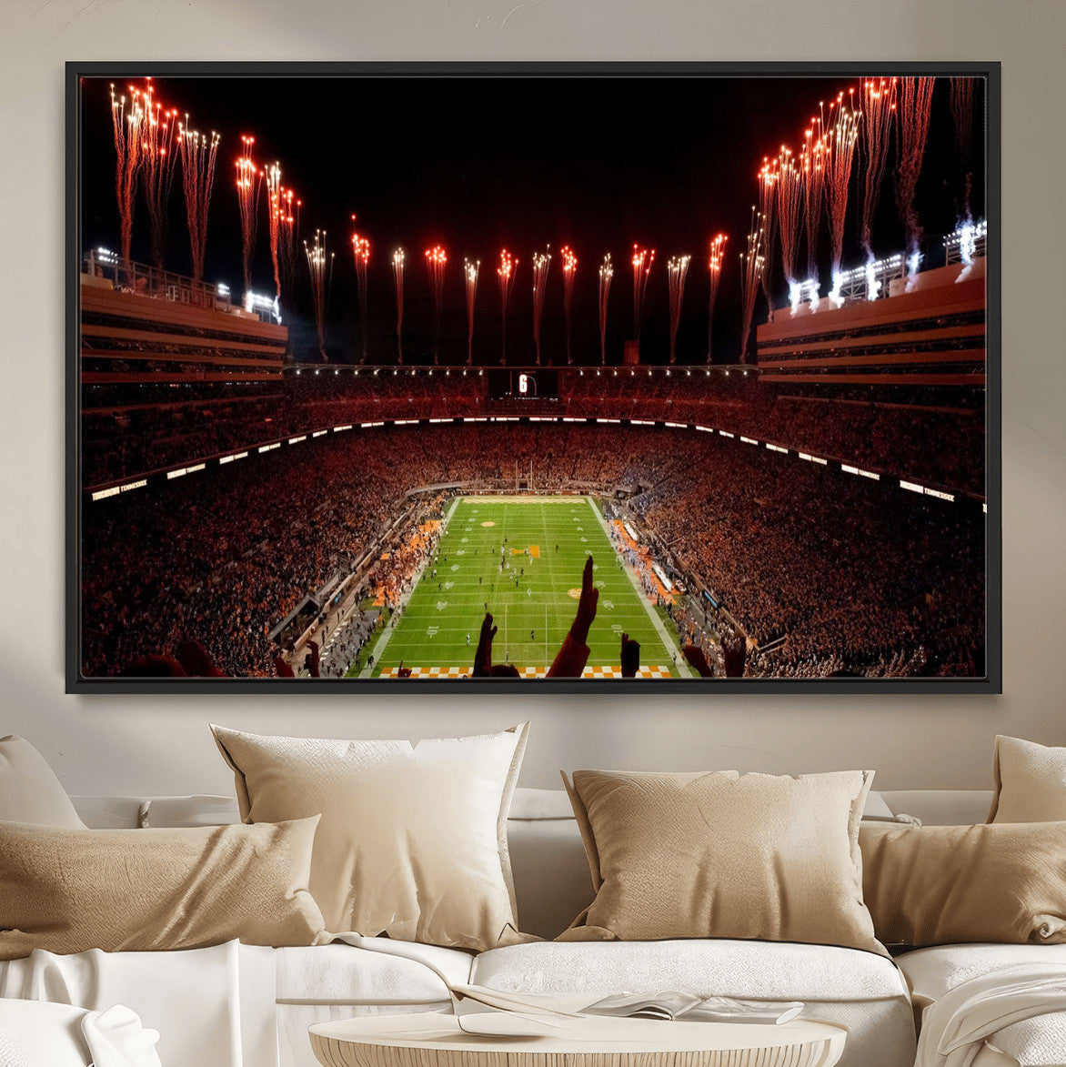 73358115-MGV-FC-36X24 - Tennessee Neyland Stadium Wall Art, Sports Arena Canvas Print, Panoramic Stadium Canvas Artwork for Home, Office
