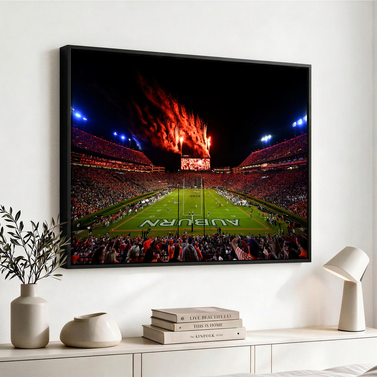 59046876-MGV-CV-36X24 - Jordan-Hare Football Stadium Wall Art Canvas Print, Football Stadium Aerial View