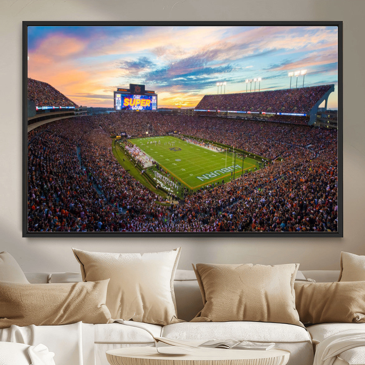 29755746-MGV-CV-36X24-Jordan-Hare Stadium Wall Art Canvas Print, Football Stadium Aerial View, College Sports Art for Man Cave or Game Room