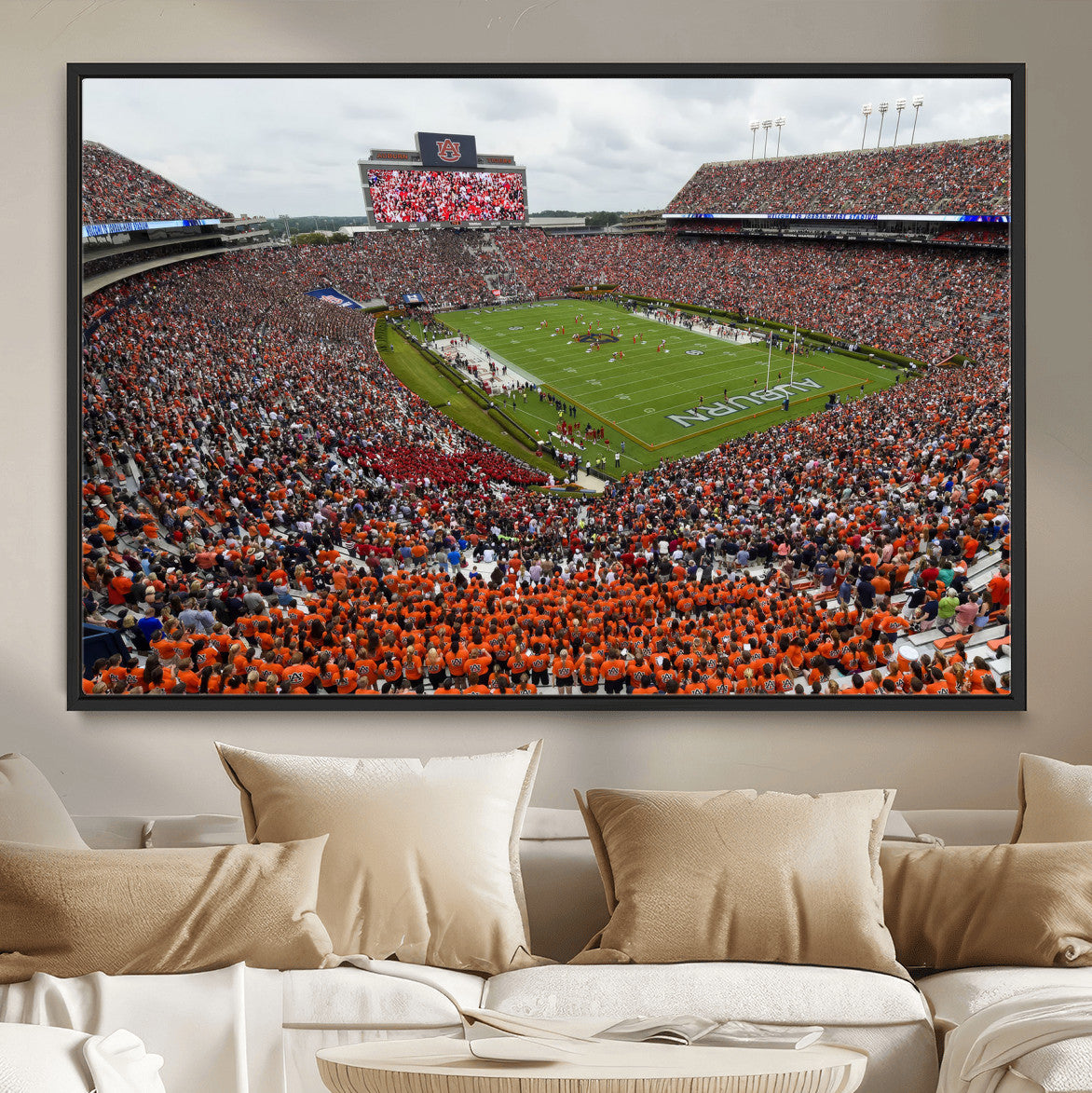 39597998-MGV-CV-36X24-Jordan-Hare Stadium Wall Art Canvas Print, College Sports Art for Man Cave or Game Room, Framed Alabama Football Decor