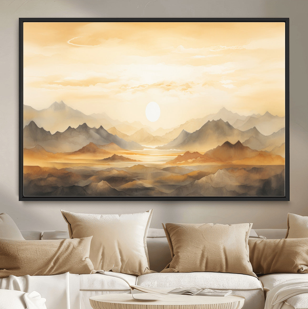 Nihat1-29-MGV-CV-36X24-Sepia Color Abstract Mountain Wall Art Canvas Print