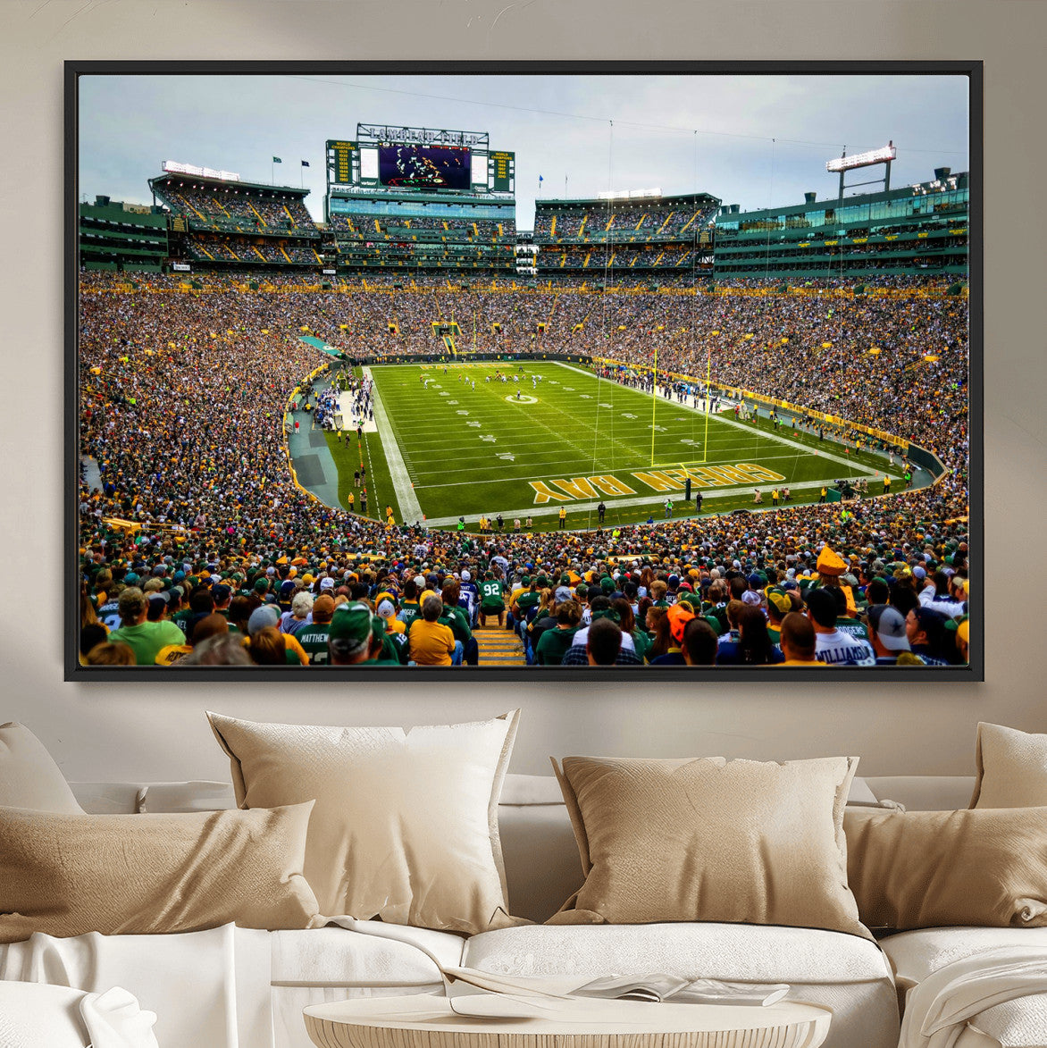 GBP101-MGV-FC-36X24 - Green Bay Packers Lambeau Field Stadium Wall Art Canvas Print, Iconic NFL Football Stadium Artwork, Wisconsin Sports Home Decor