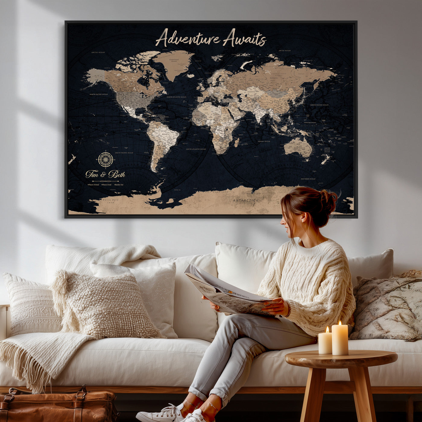 26996346-MGV-FC-36X24 - Personalized Push Pin World Map Wall Art Canvas Print with Pins – Customize  Travel Tracker Map for Home and Office Décor