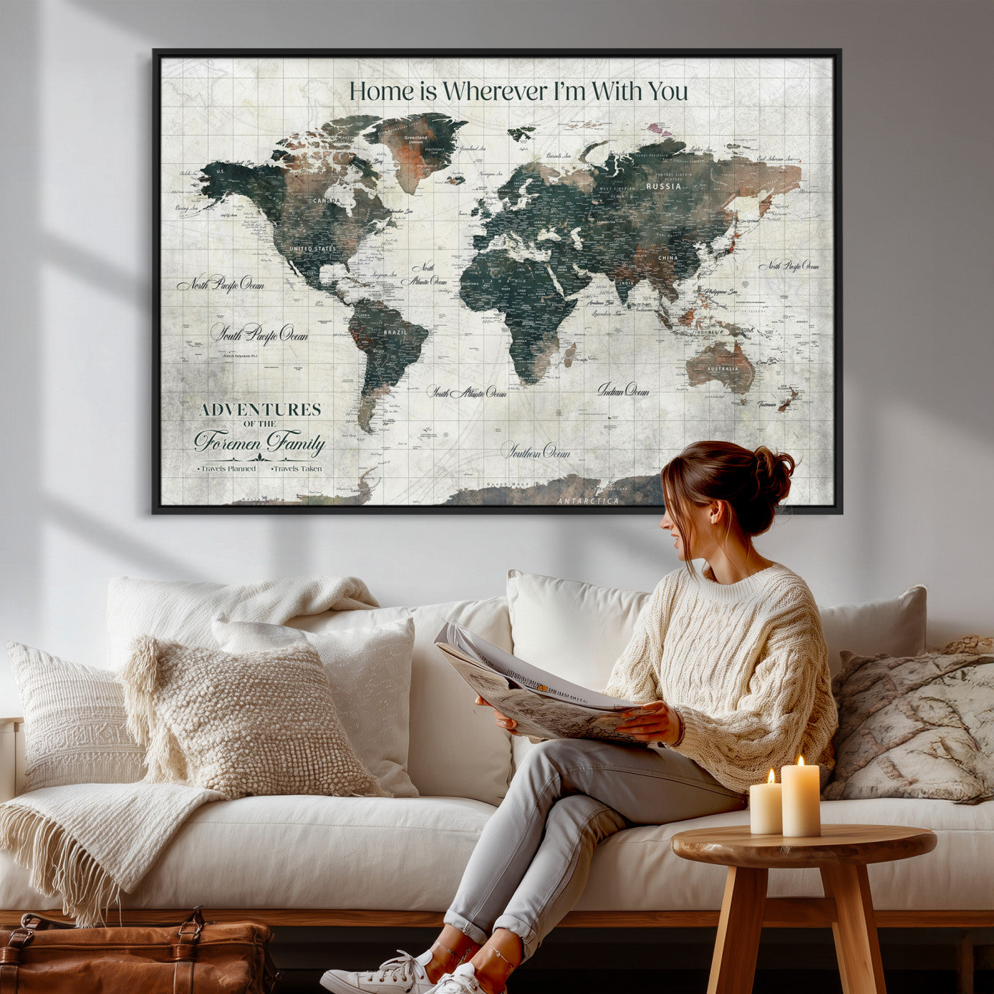 81931818-MGV-FC-36X24 - Personalized Push Pin World Map Wall Art Canvas Print with Pins – Customize  Travel Tracker Map for Home and Office Décor