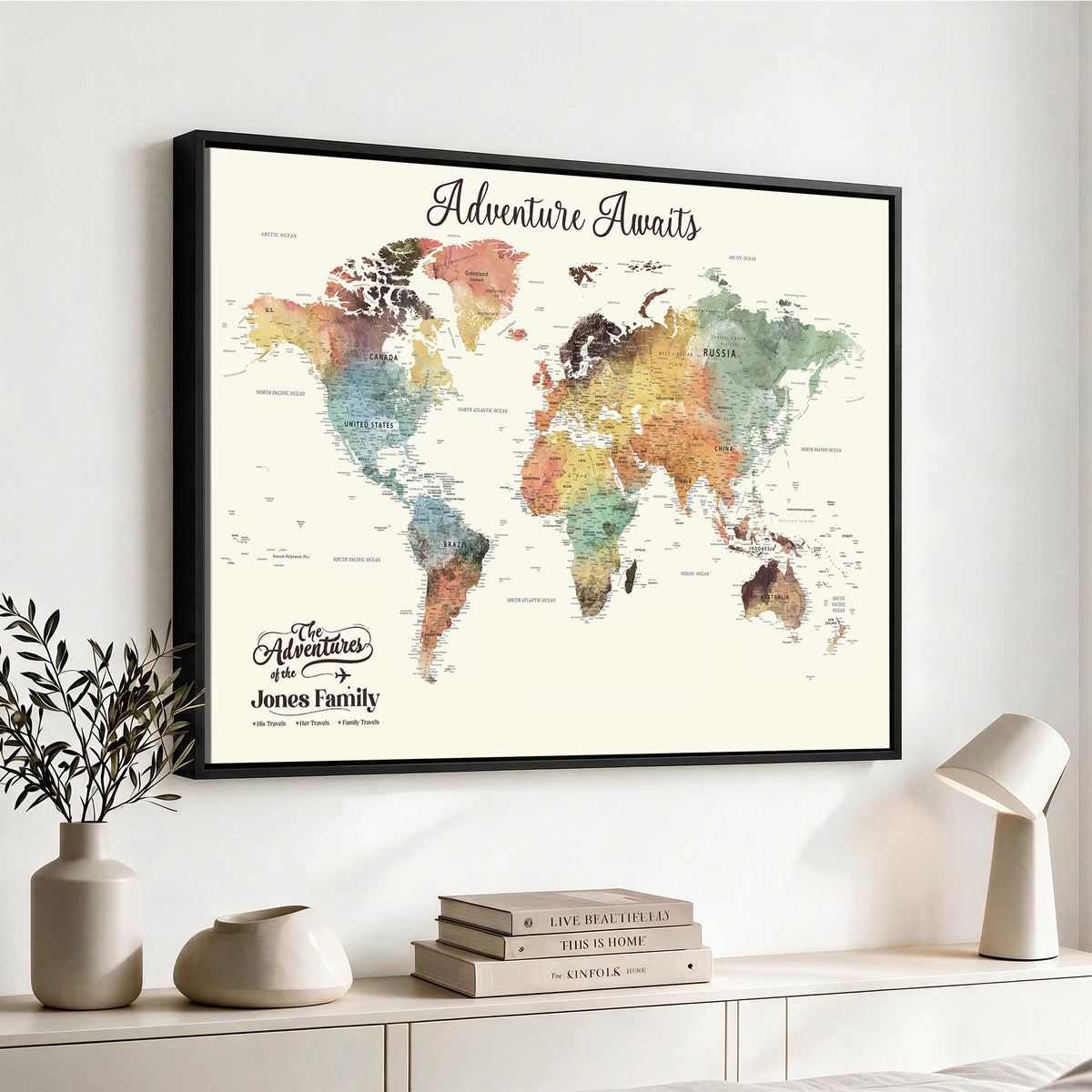 73360781-MGV-CV-36X24 - Custom Push Pin World Map Wall Art Canvas Print | Personalized Travel Tracker - NEWMAP-7