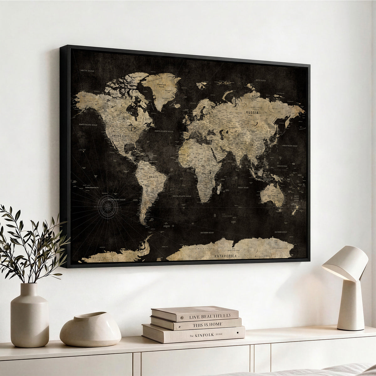 60653880-MGV-CV-36X24 - Push Pin World Map Canvas Wall Art Print, Interactive Travel