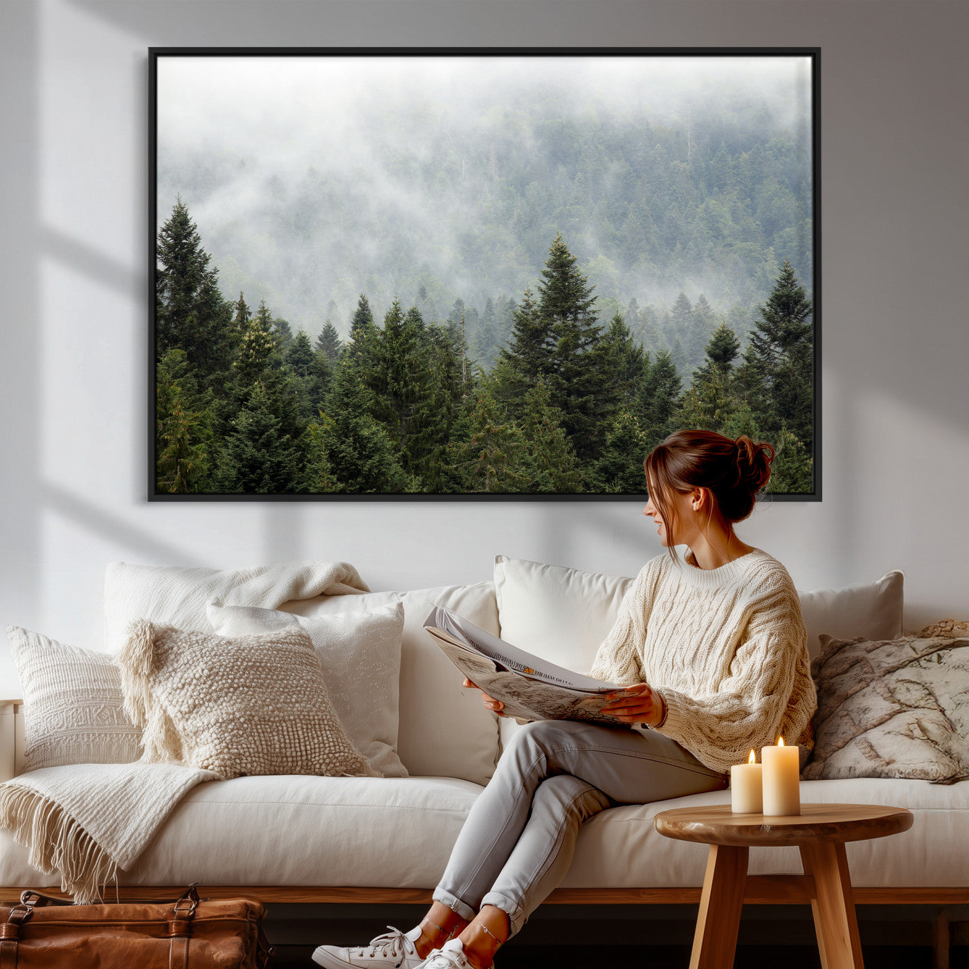 37010054-MGV-CV-36X24 - Misty Mountain Forest Wall Art Canvas Print