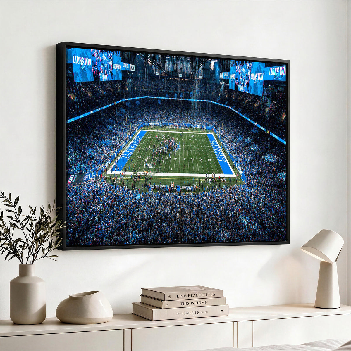 80882005-MGV-CV-36X24 - Detroit Lions Stadium Wall Art Canvas Print, Football Field Panorama