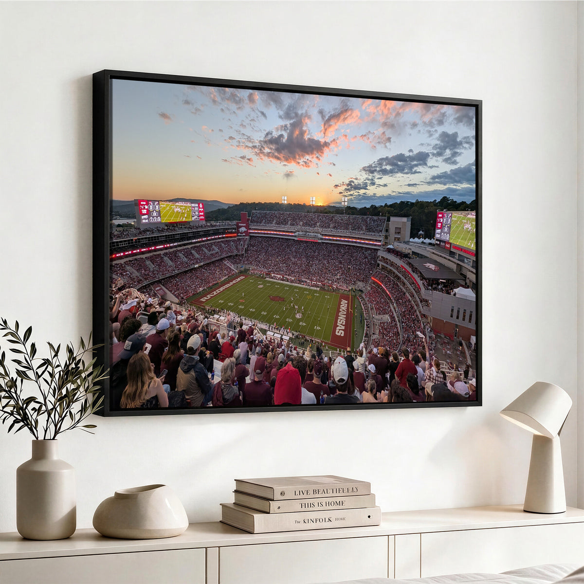 71837429-MGV-CV-36X24 - Donald W. Reynolds Razorback Stadium Wall Art Canvas Print – Arkansas Razorbacks Football Artwork for Home, Office, and Sports Room Decor