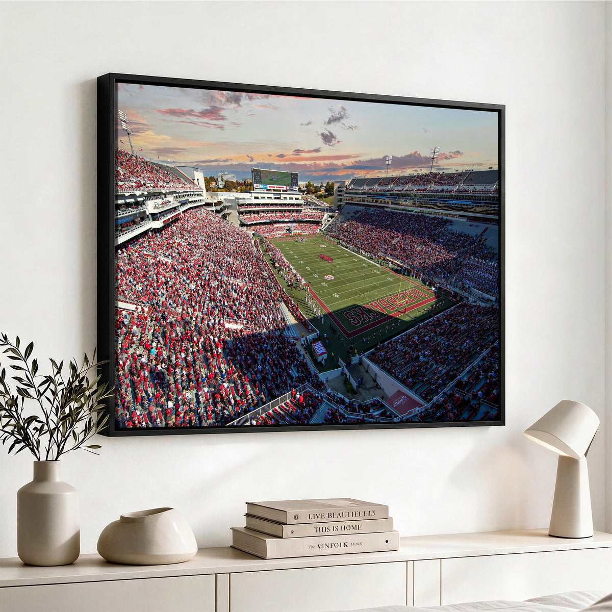 46571211-MGV-CV-36X24 - Donald W. Reynolds Razorback Stadium Wall Art Canvas Print – Arkansas Razorbacks Football Artwork for Home, Office, and Sports Room Decor