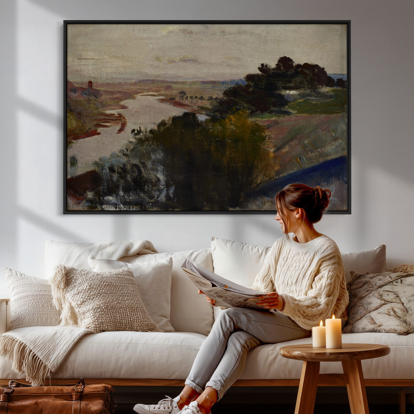 55507874-MGV-CV-36X24 - Jacek Malczewski Landscape at the Vistula Wall Art Canvas Print