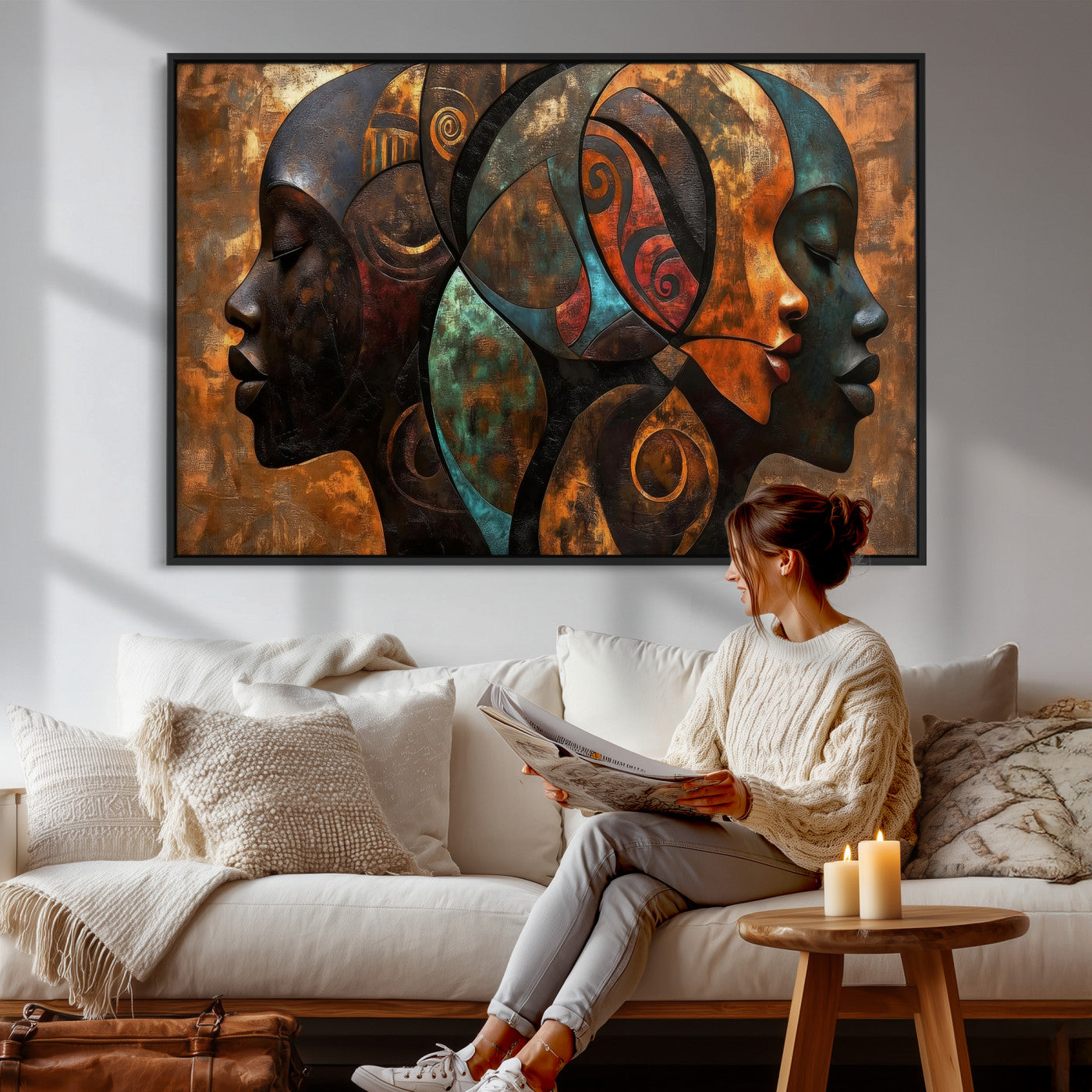 81517886-MGV-CV-36X24 - Abstract Afro American Women Wall Art Canvas Print