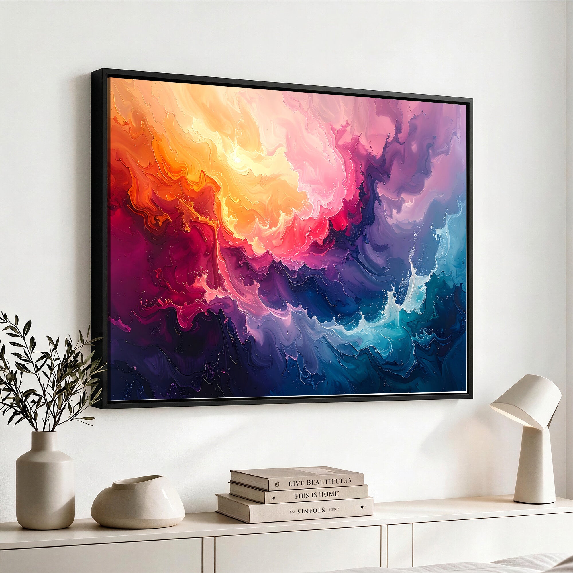 16157633-MGV-CV-36X24 - Large Colorful Abstract Canvas Wall Art Print, Vibrant Popup Color Art Print