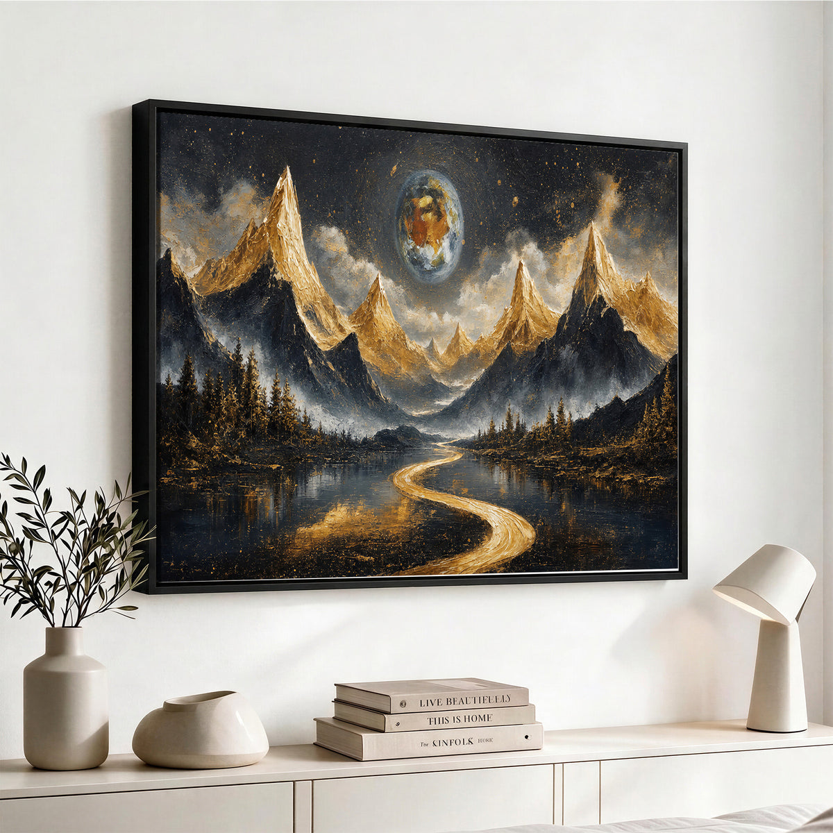 34202127-MGV-CV-36X24 - Abstract Mountain Wall Art Canvas Print Modern Landscape Painting Print
