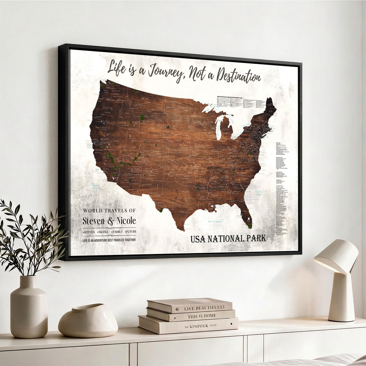 24049800-MGV-CV-36X24 - Personalized USA National Park Push Pin Travel Map Canvas Print