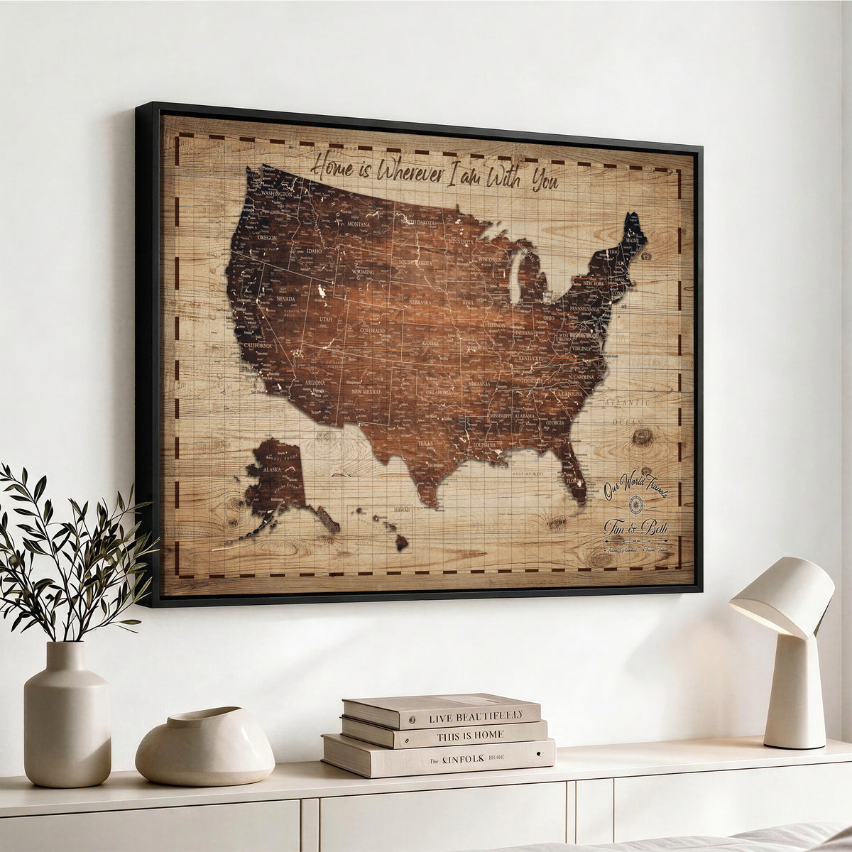 19102499U-MGV-CV-36X24 - Personalized USA Push Pin Travel Map Canvas for Adventure Wall Decor