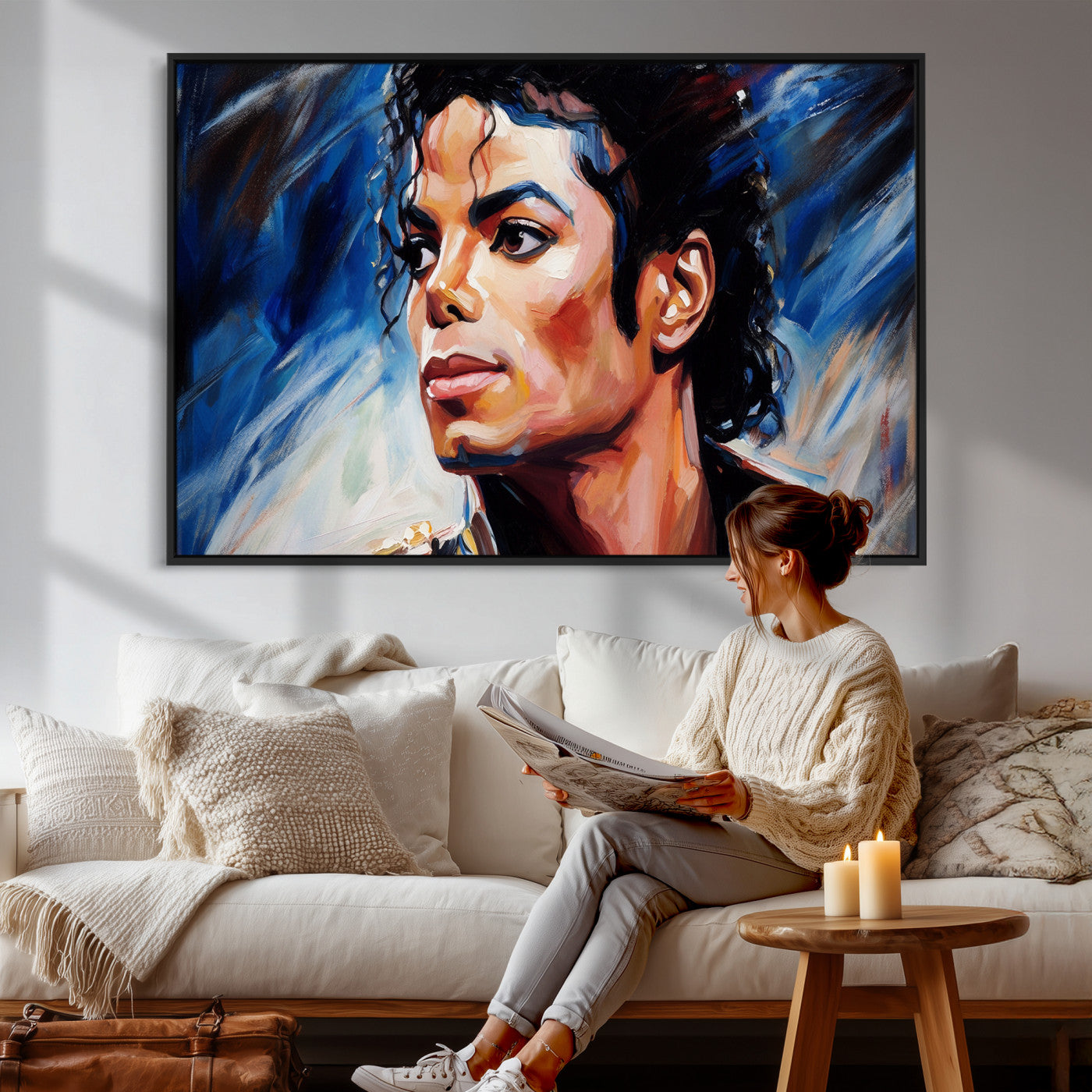 51466481-MGV-CV-36X24 - Abstract Michael Jackson Photo Wall Art Canvas Print
