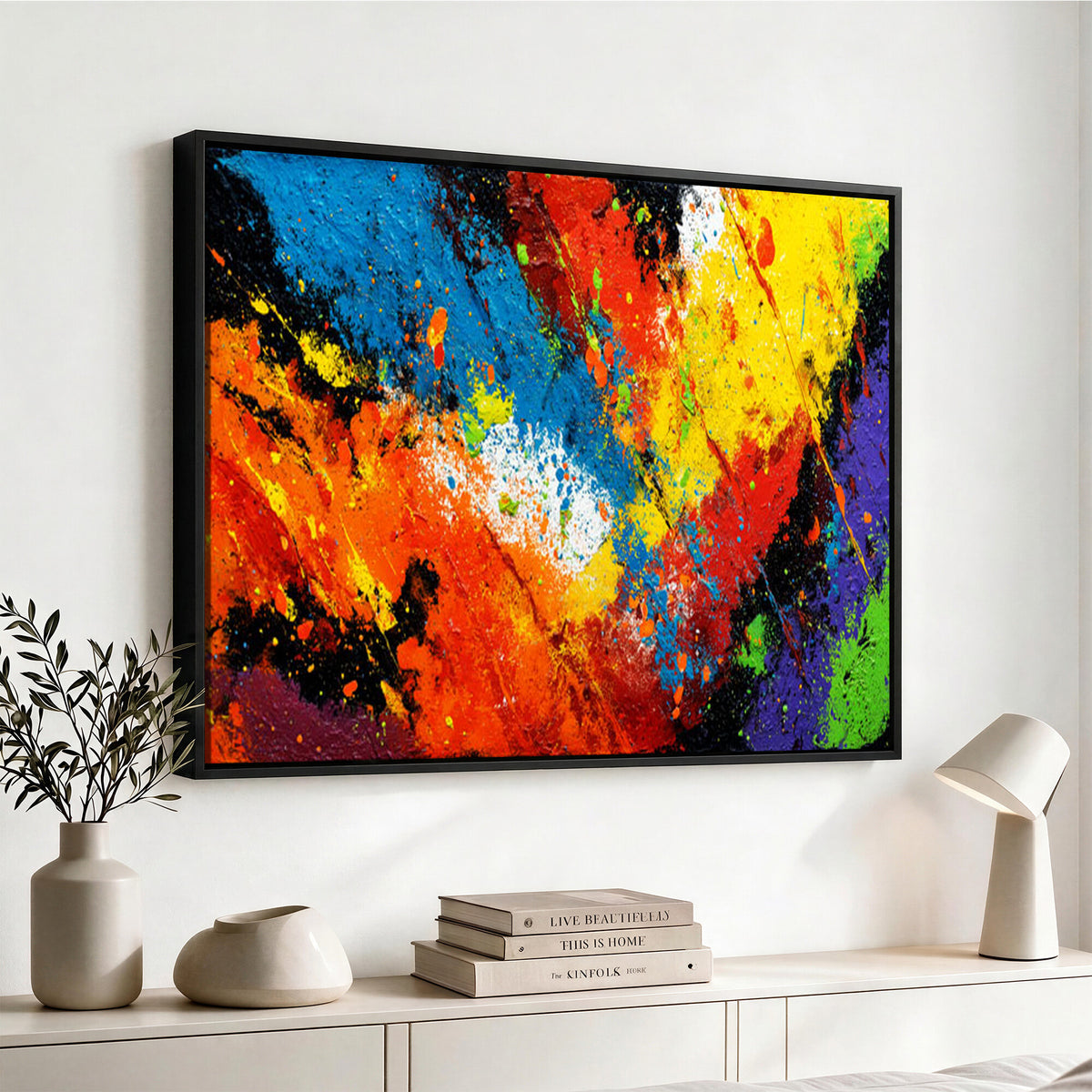 74888753-MGV-CV-36X24 - Vibrant Blue Abstract Canvas Wall Art Colorful Painterly Oil Painting Style Print