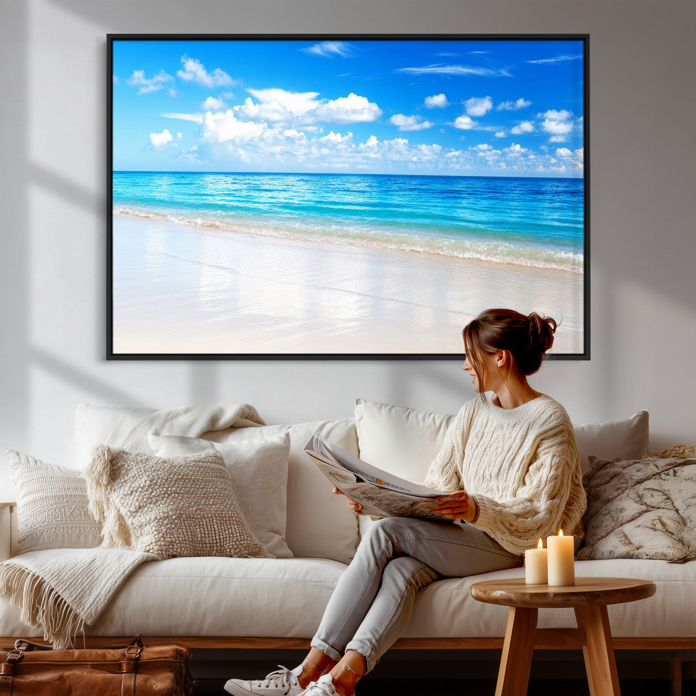 67491909-MGV-CV-36X24 - Tropical Beach Ocean Wall Art Canvas Print for Home Decor