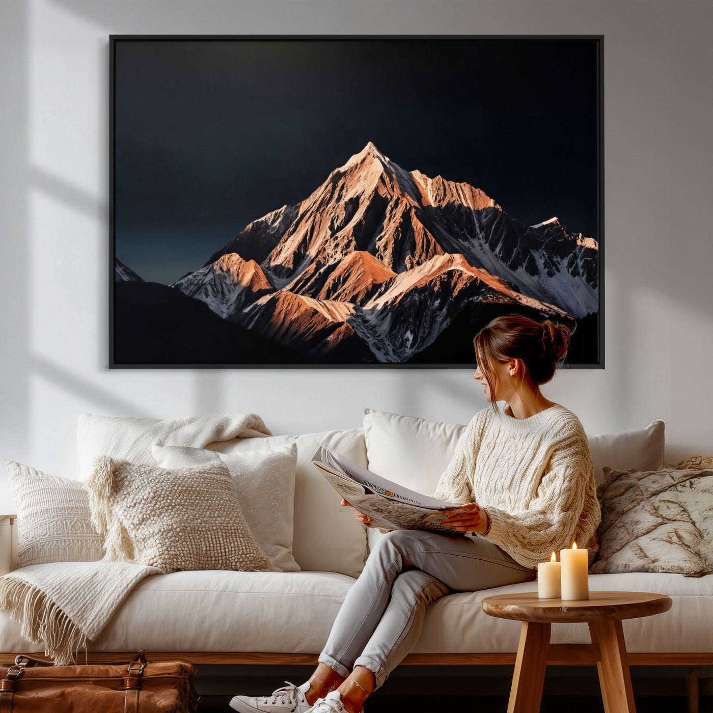 10196184-MGV-CV-36X24 - Snow Mountain Wall Art Canvas Print for Living Room Decor
