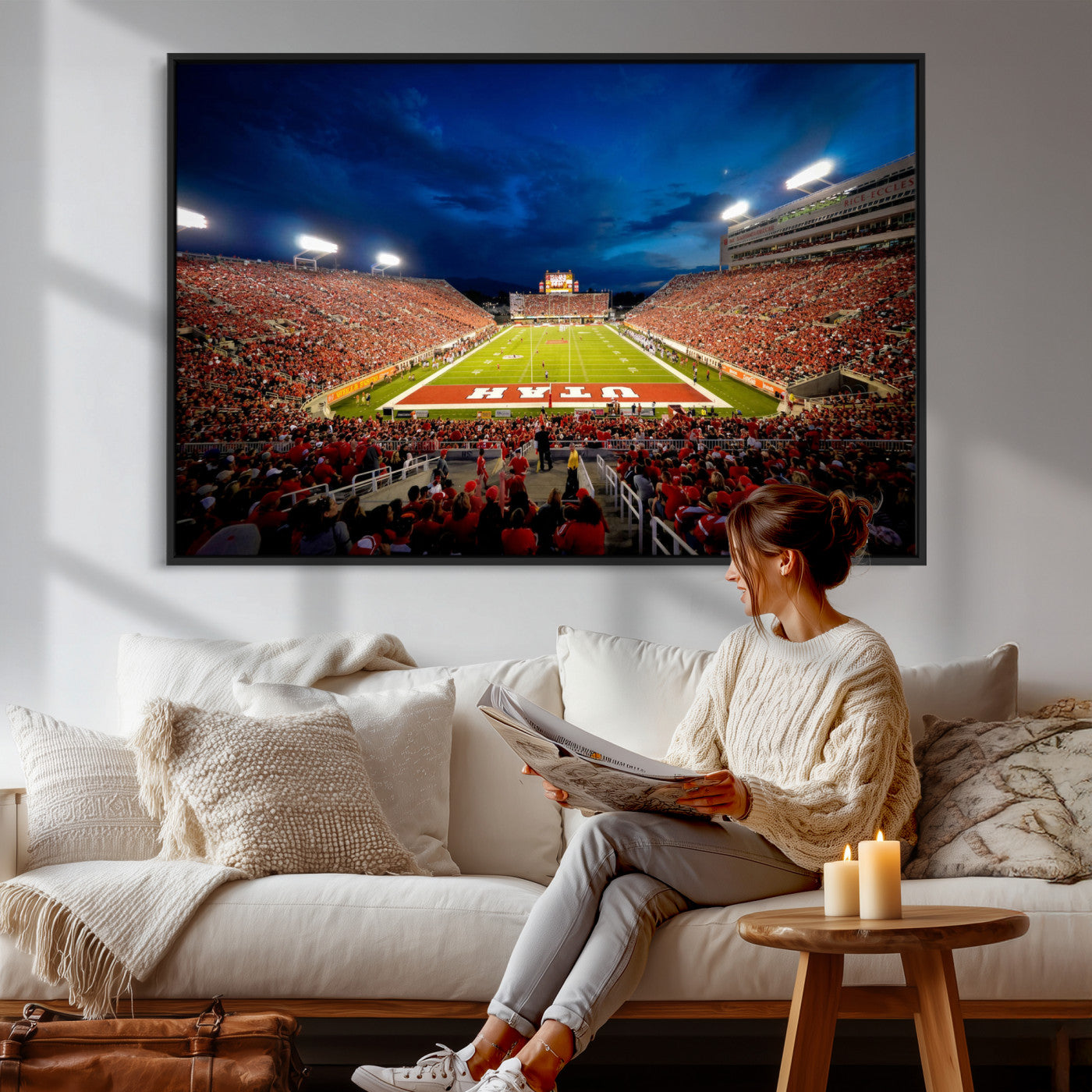 74019251-MGV-CV-36X24 - Rice-Eccles Stadium Wall Art Canvas Print - Utah Salt Lake City Stadium Print